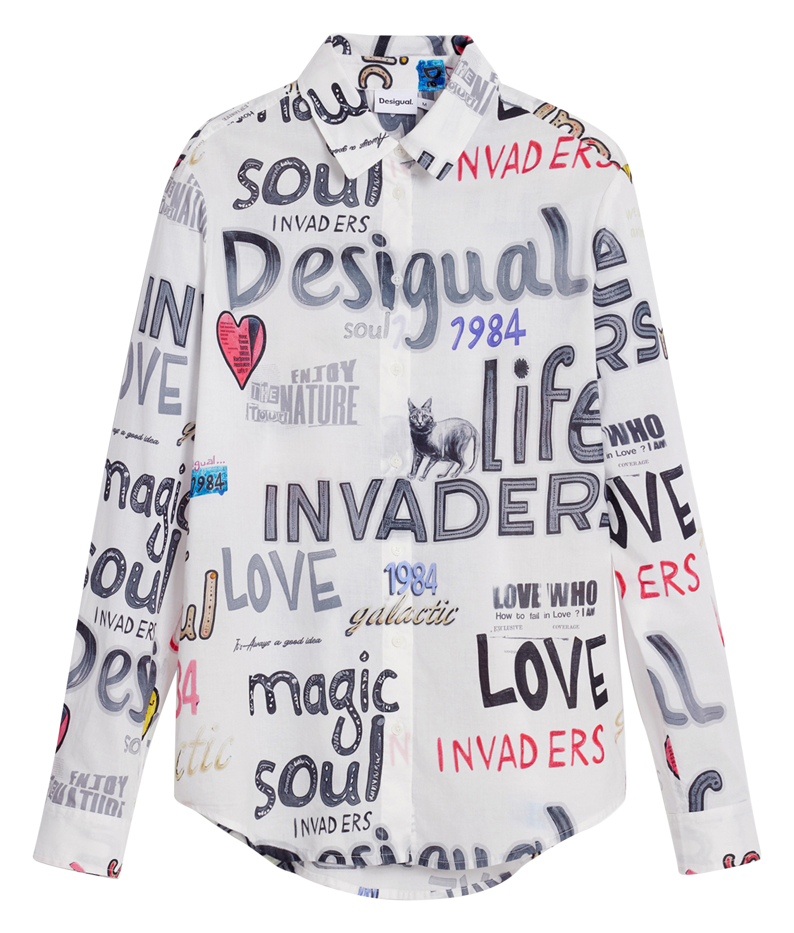 Chemise droite imprimée en coton DESIGUAL Blanc
