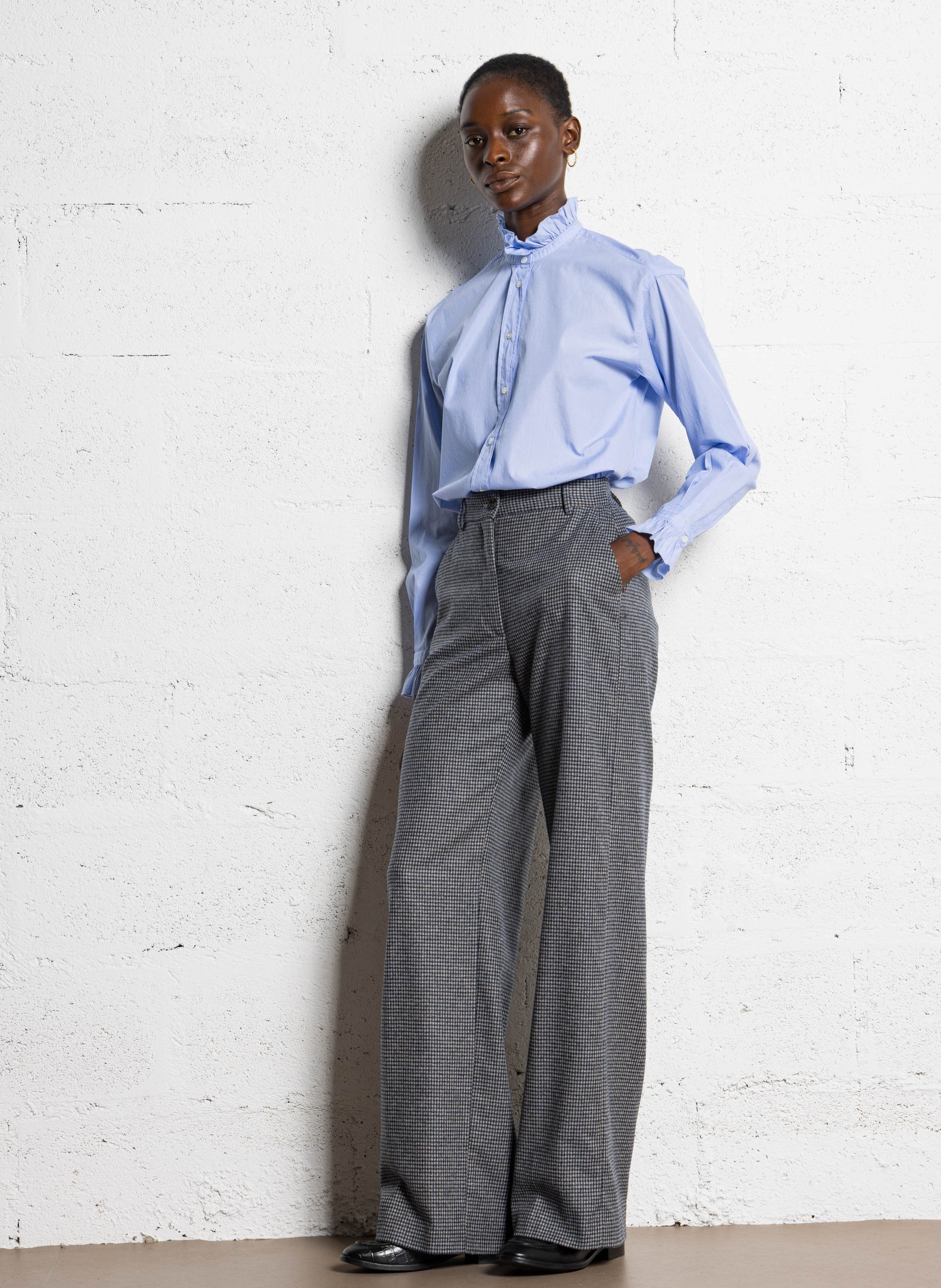 Pantalon large en laine mélangée imprimé HARTFORD Multicolore