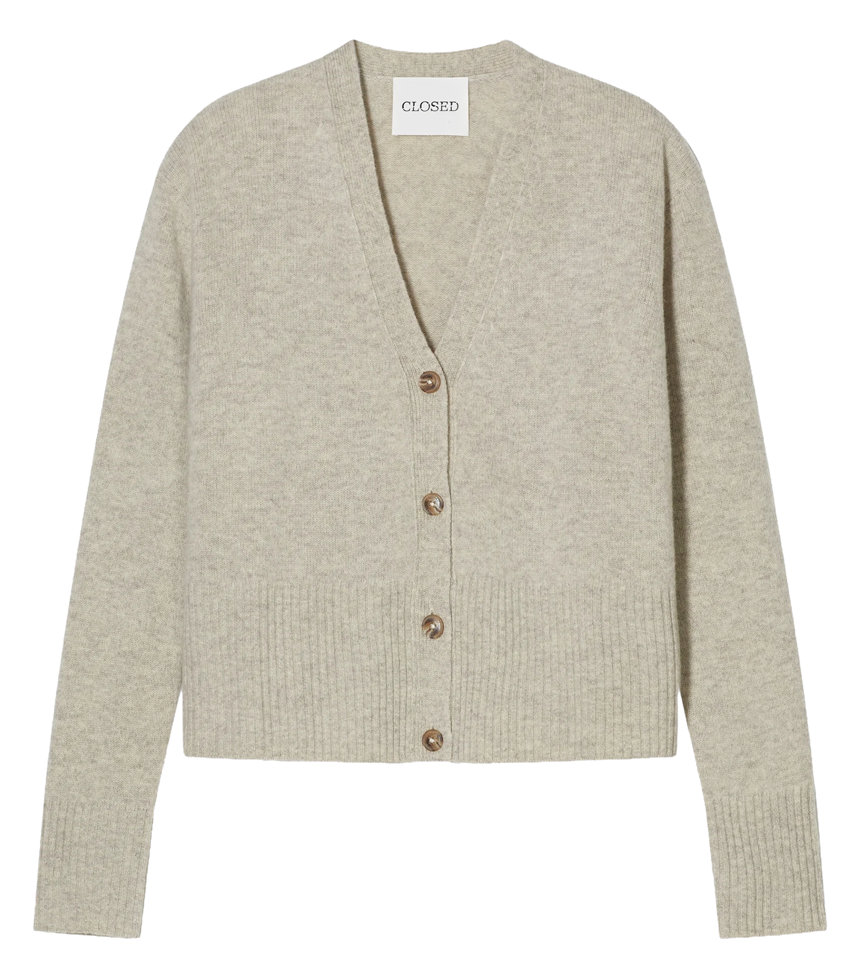 Straight V-neck wool vest CLOSED Beige