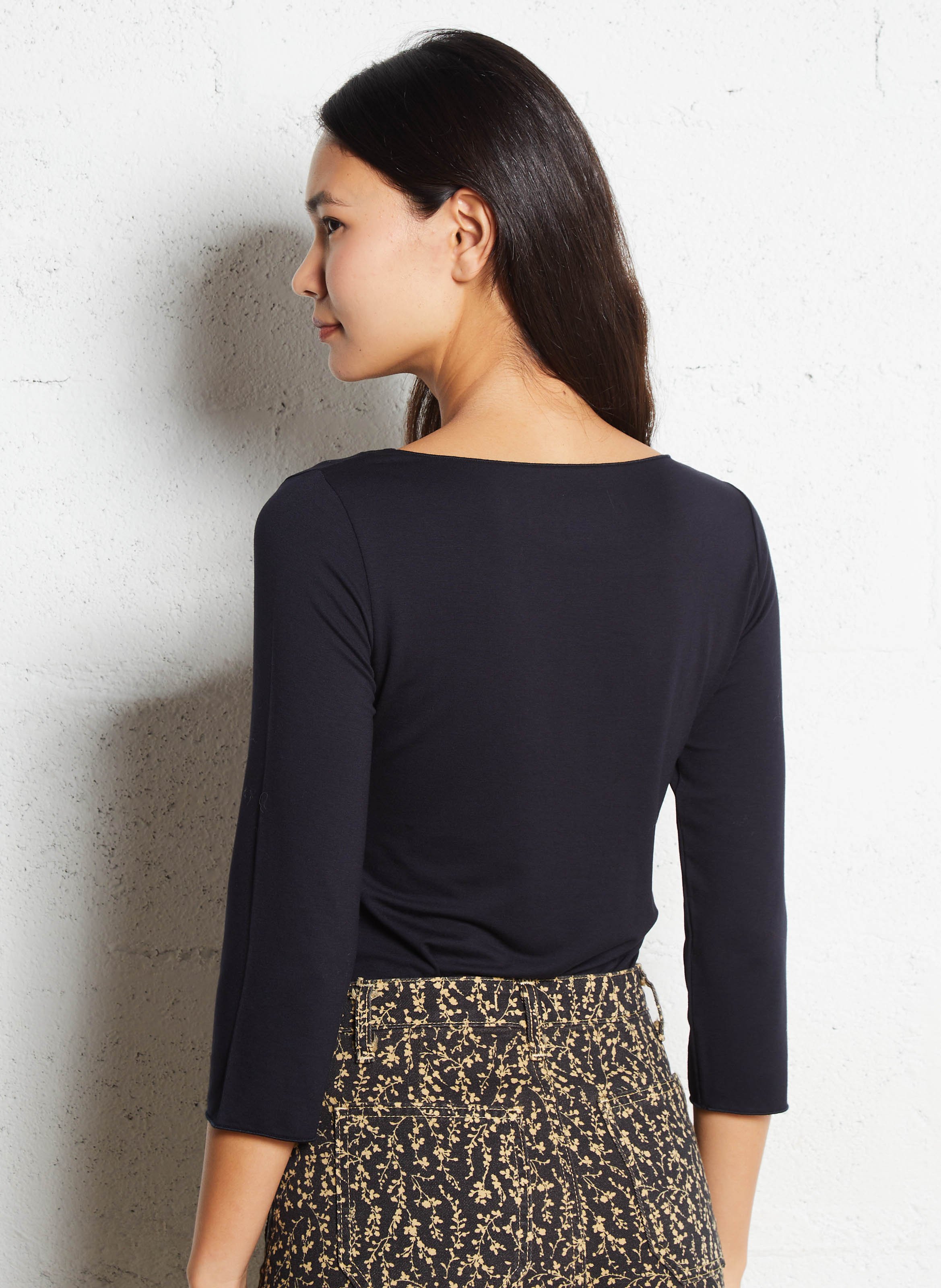 Tee-shirt col bateau  MAJESTIC FILATURES Bleu