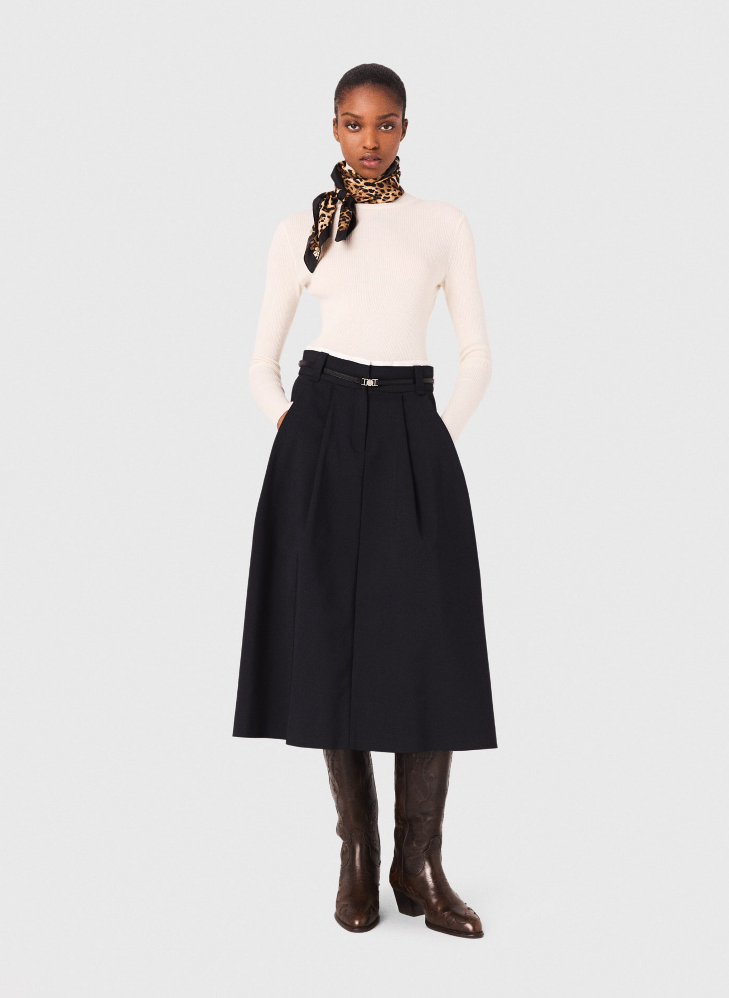 Gerende rok van katoenmix MAJE Blauw