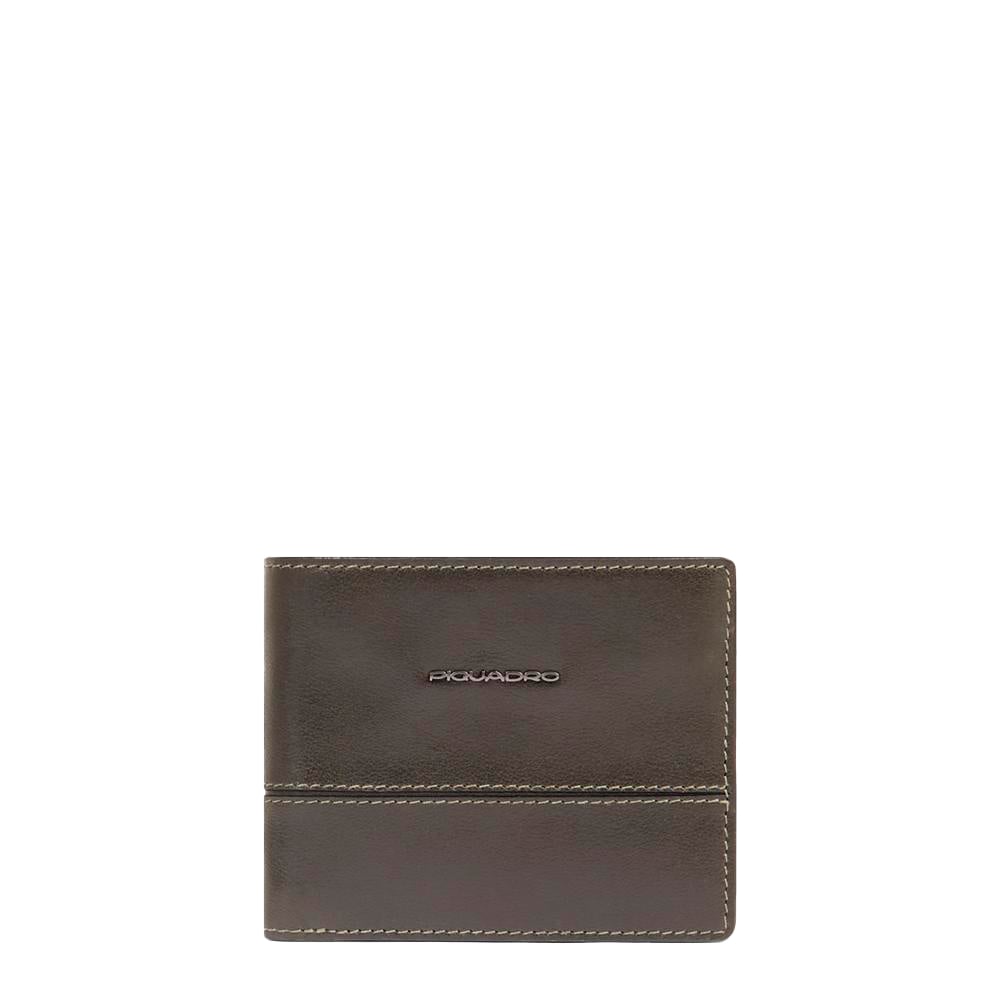 Men's wallet with coin pocket, credit card slots, removable flap, and RFID protection PIQUADRO Green