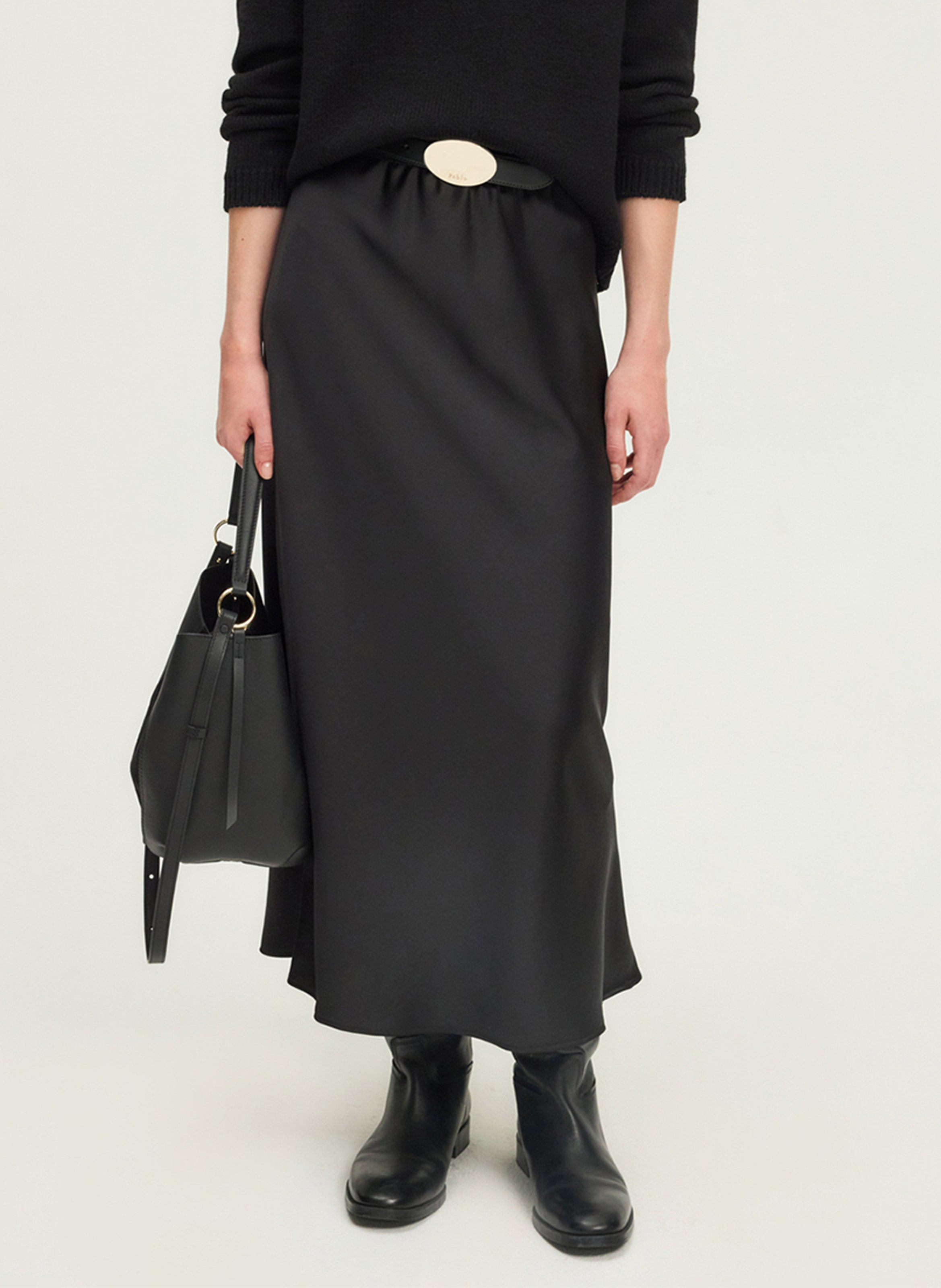 Long satin skirt PABLO