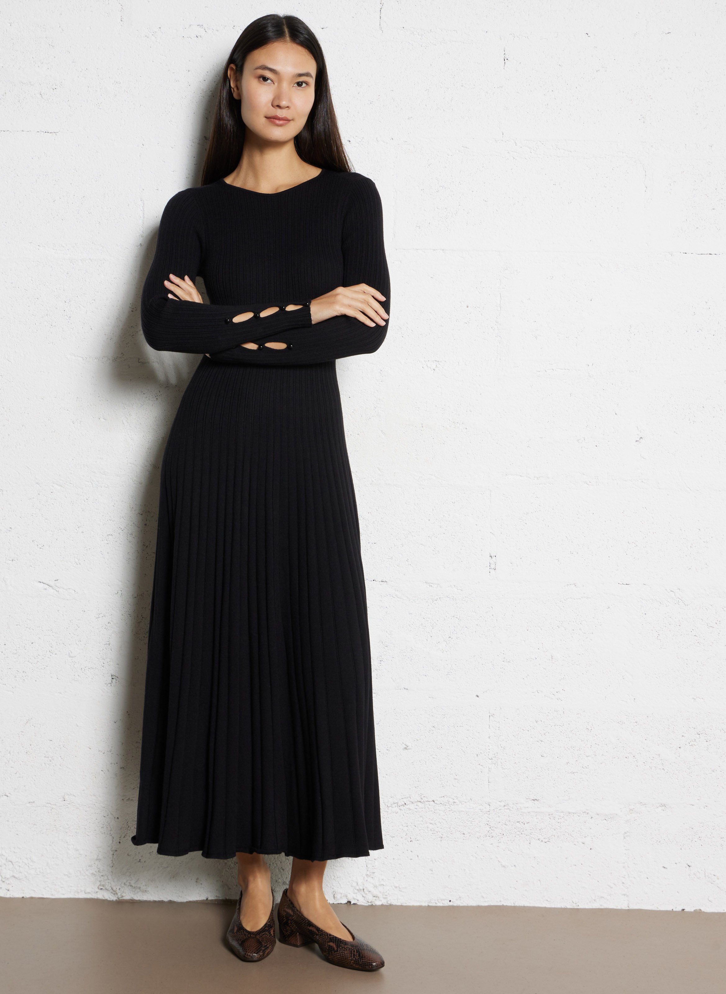 Long V-neck dress PETITE MENDIGOTE Black