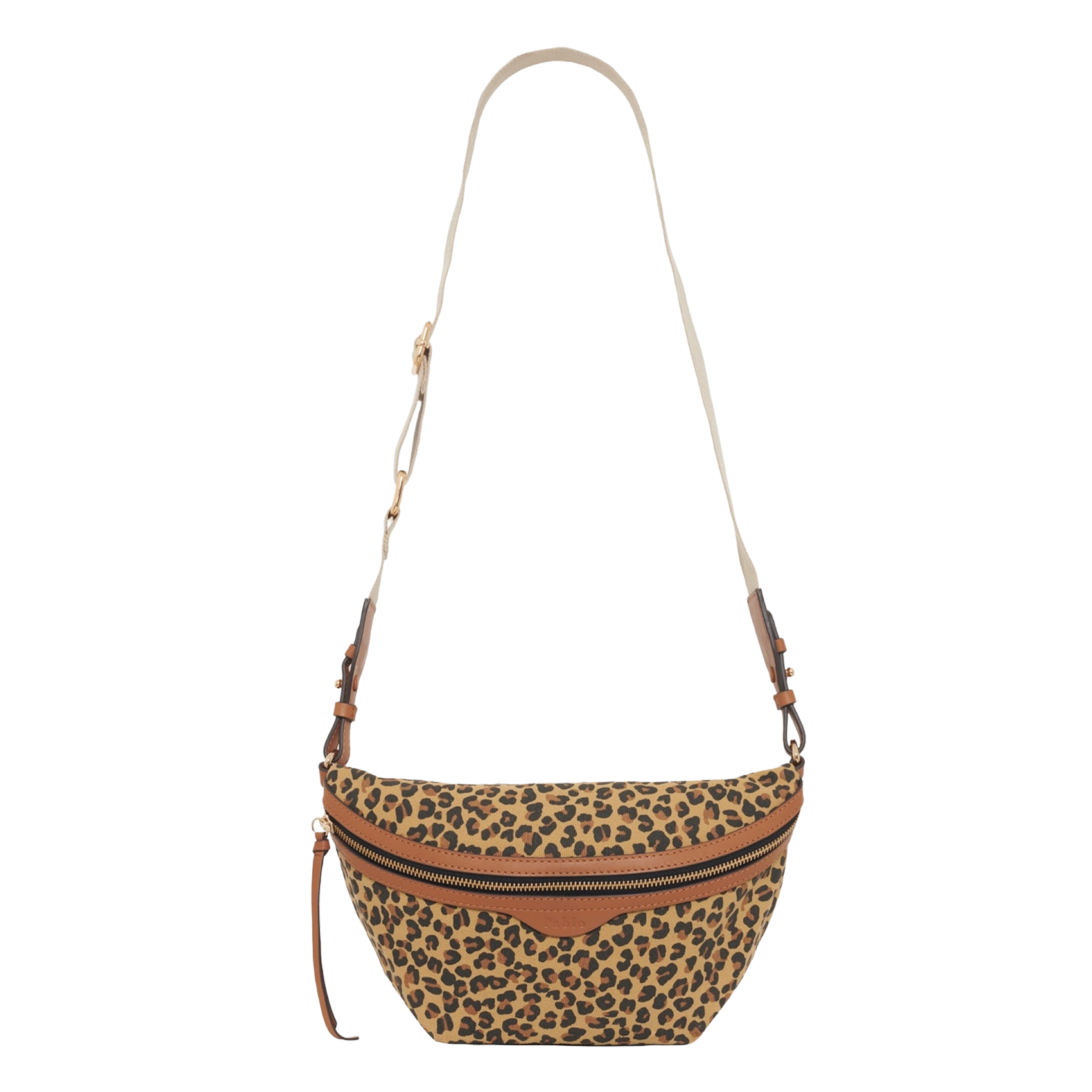 Cotton and printed leather bum bag PABLO Beige