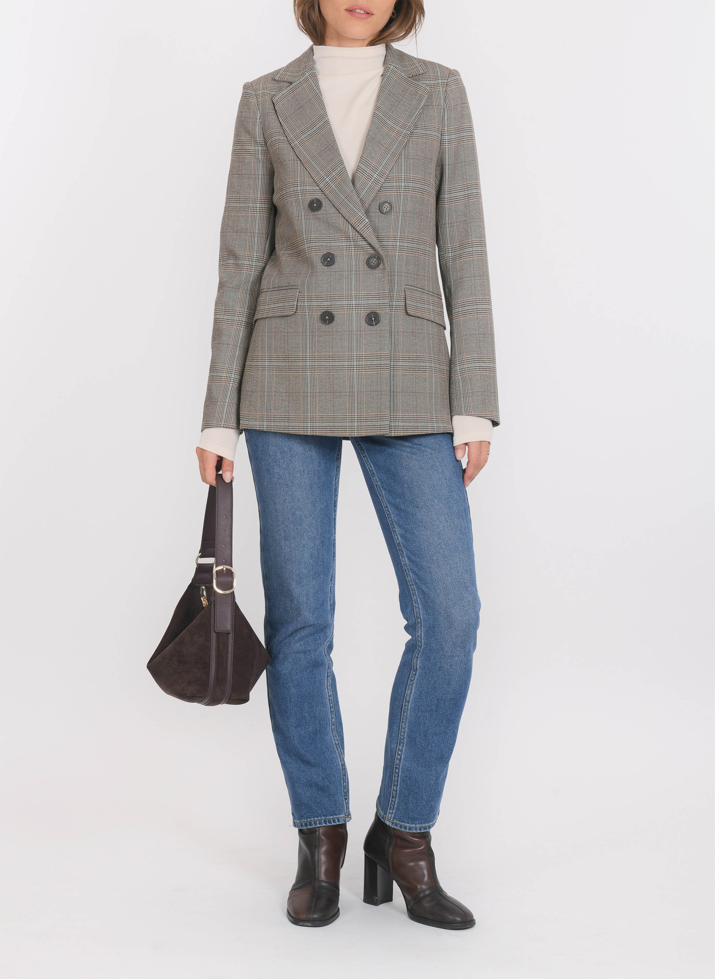 Getailleerd, geruit jasje KOOKAI Bruin