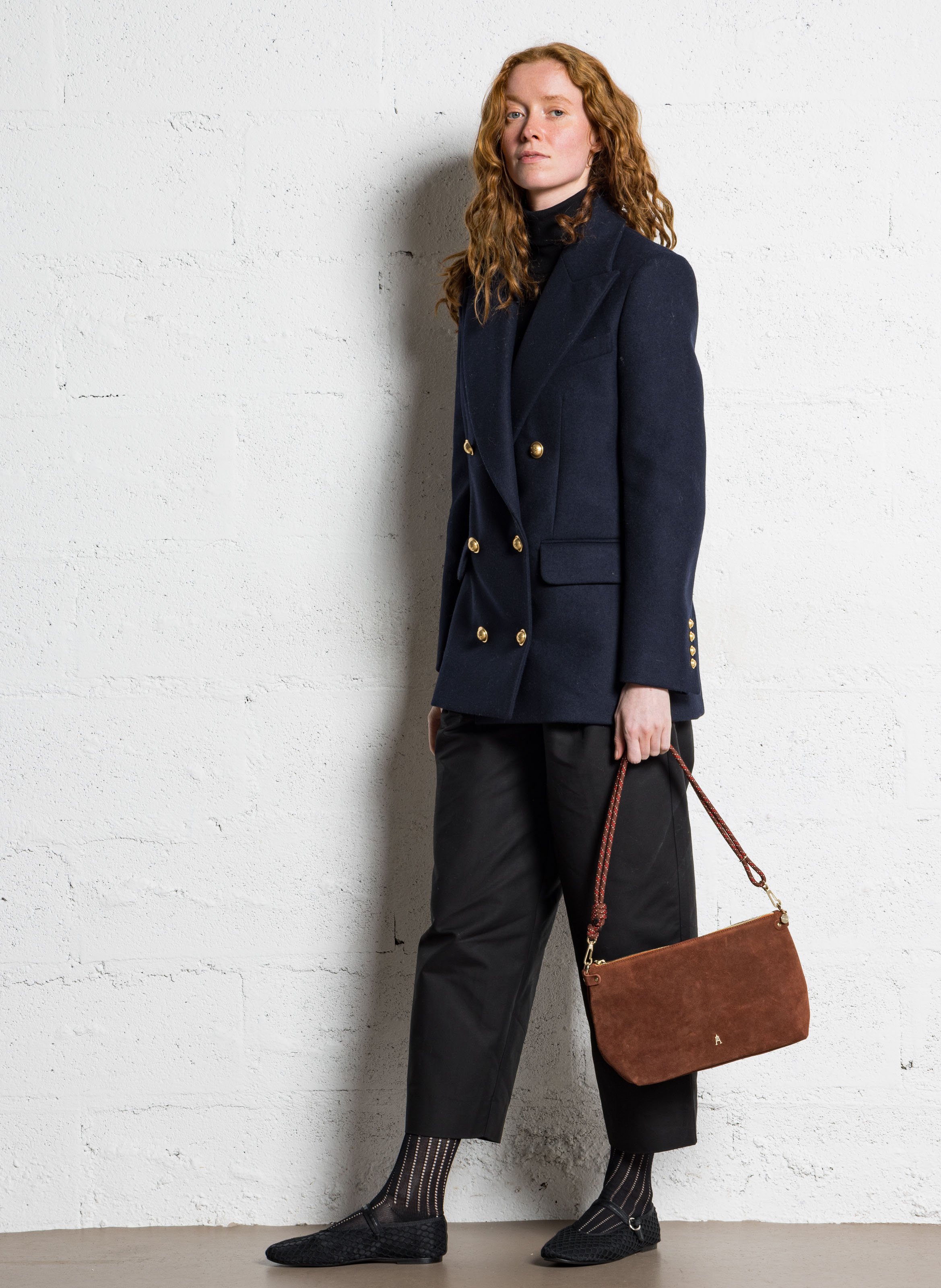 Sac porté épaule en cuir d'agneau CRAIE STUDIO Marron