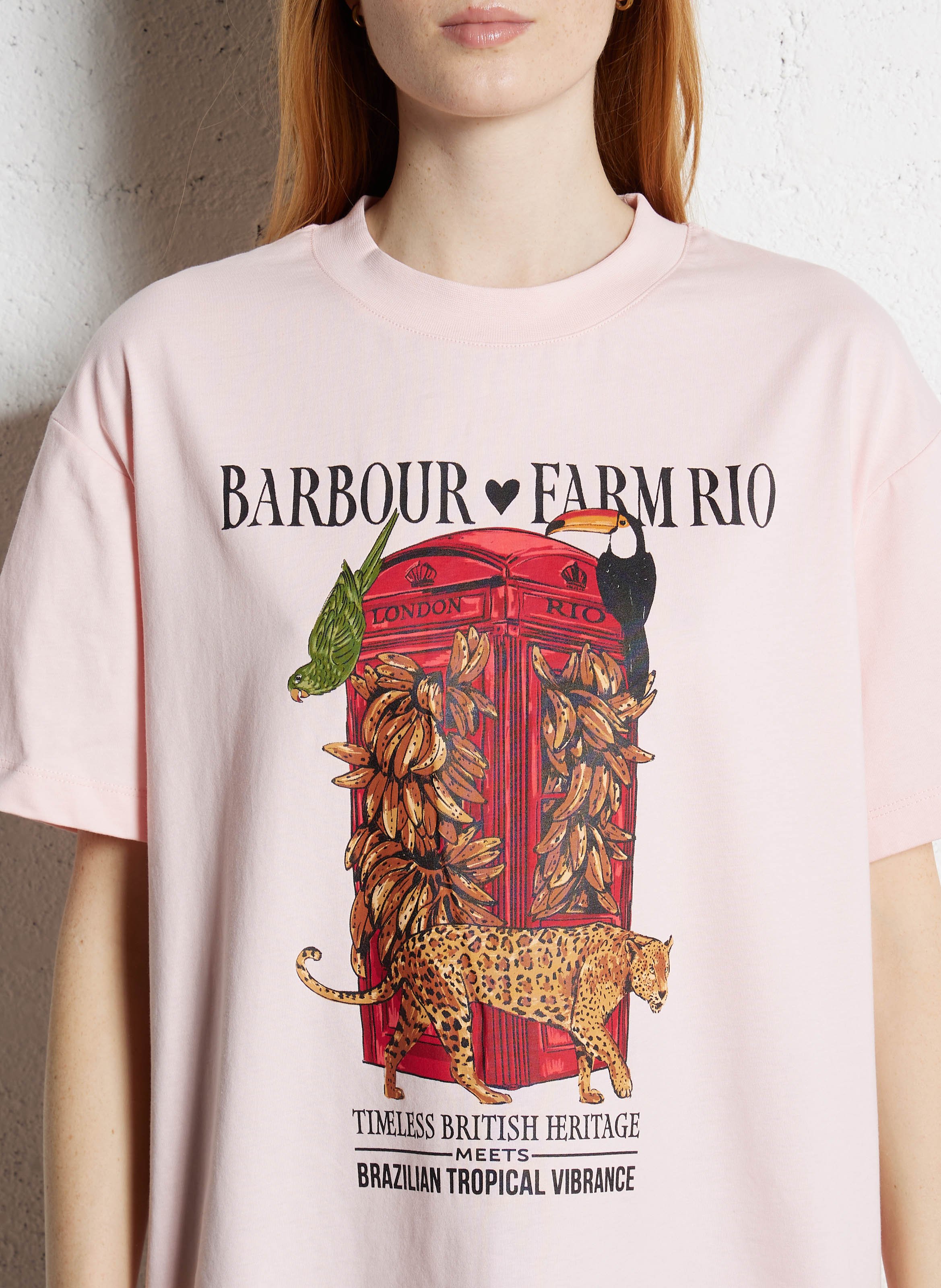 Tee-shirt droit col rond en coton BARBOUR Rose