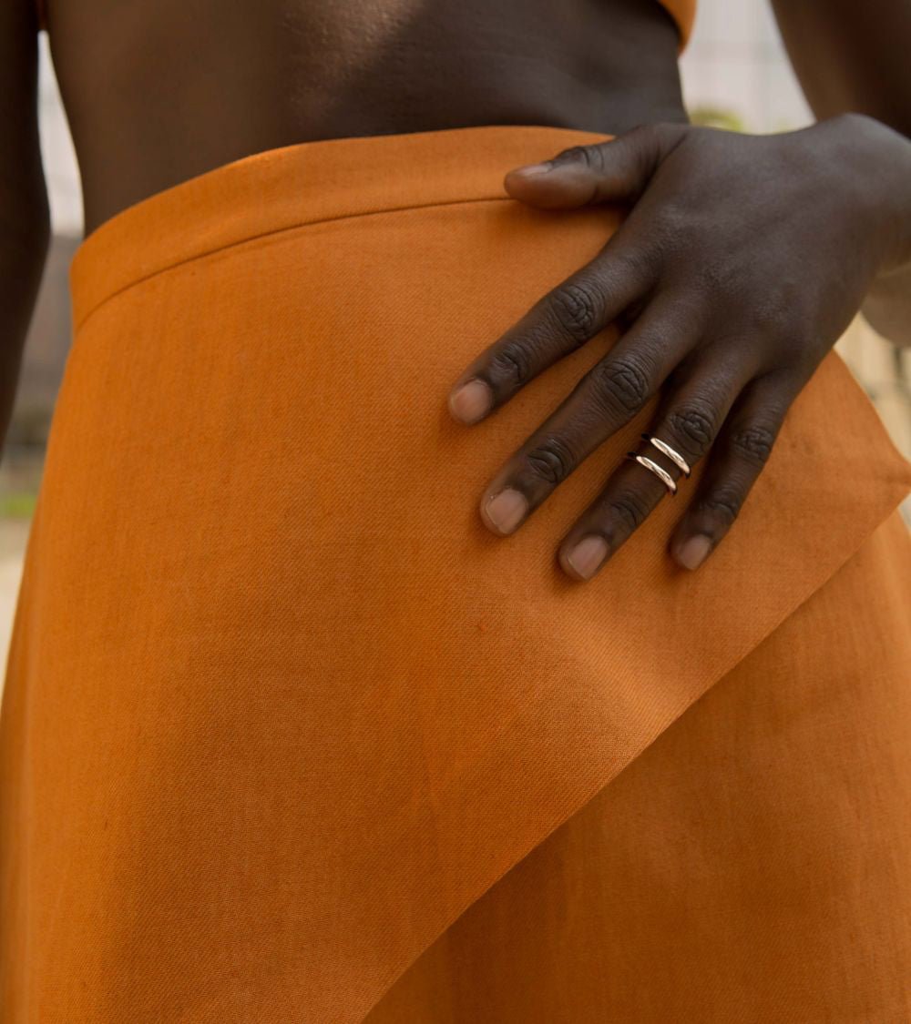 Adjustable reversible ring, gold plated MAYRENA Silver