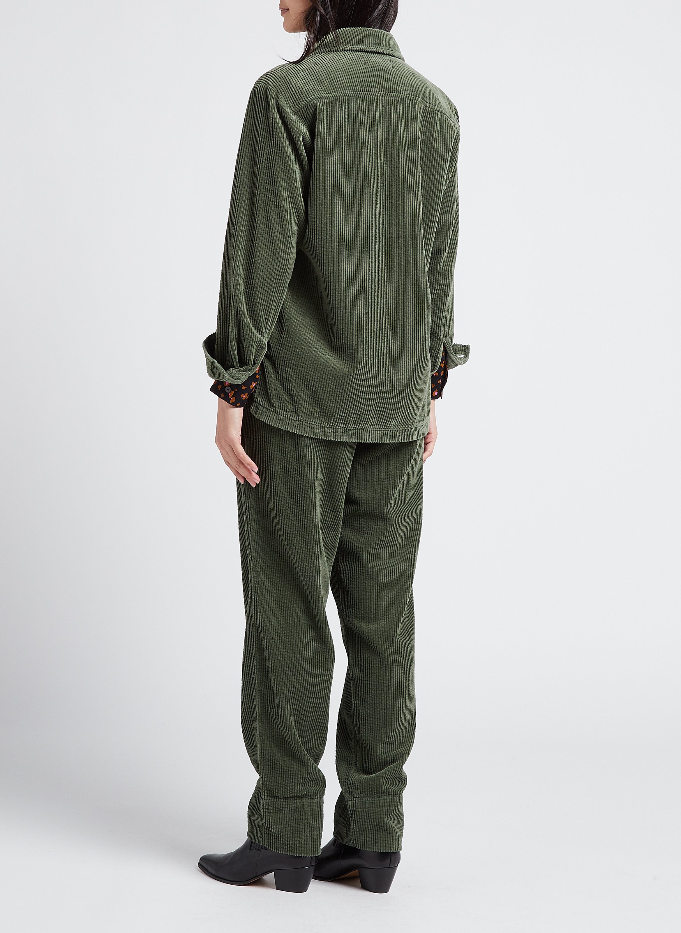 Pantalon droit en velours côtelé ACQUAVERDE Vert