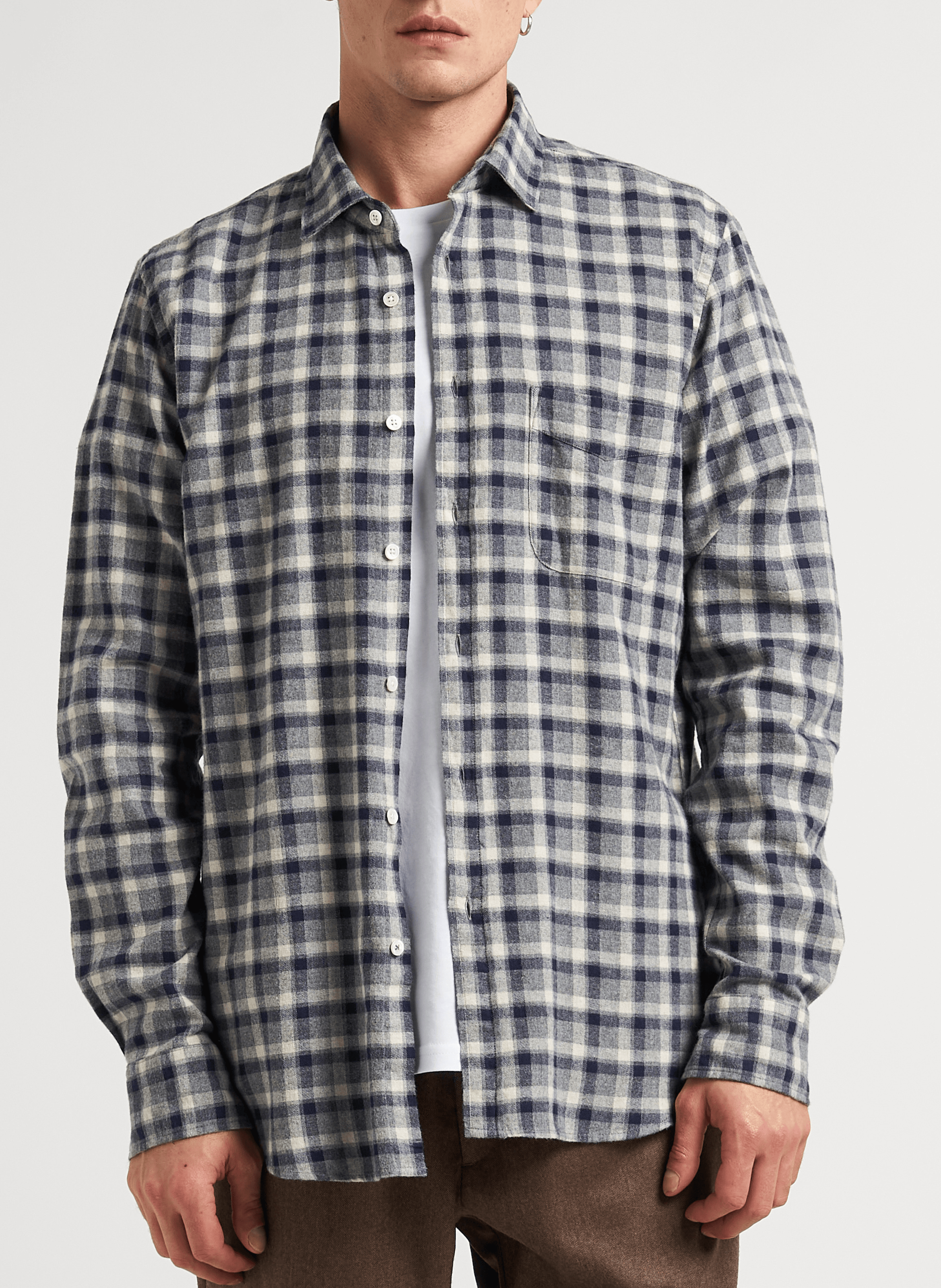 Geruite, katoenen blouse met klassieke kraag HARTFORD Grijs