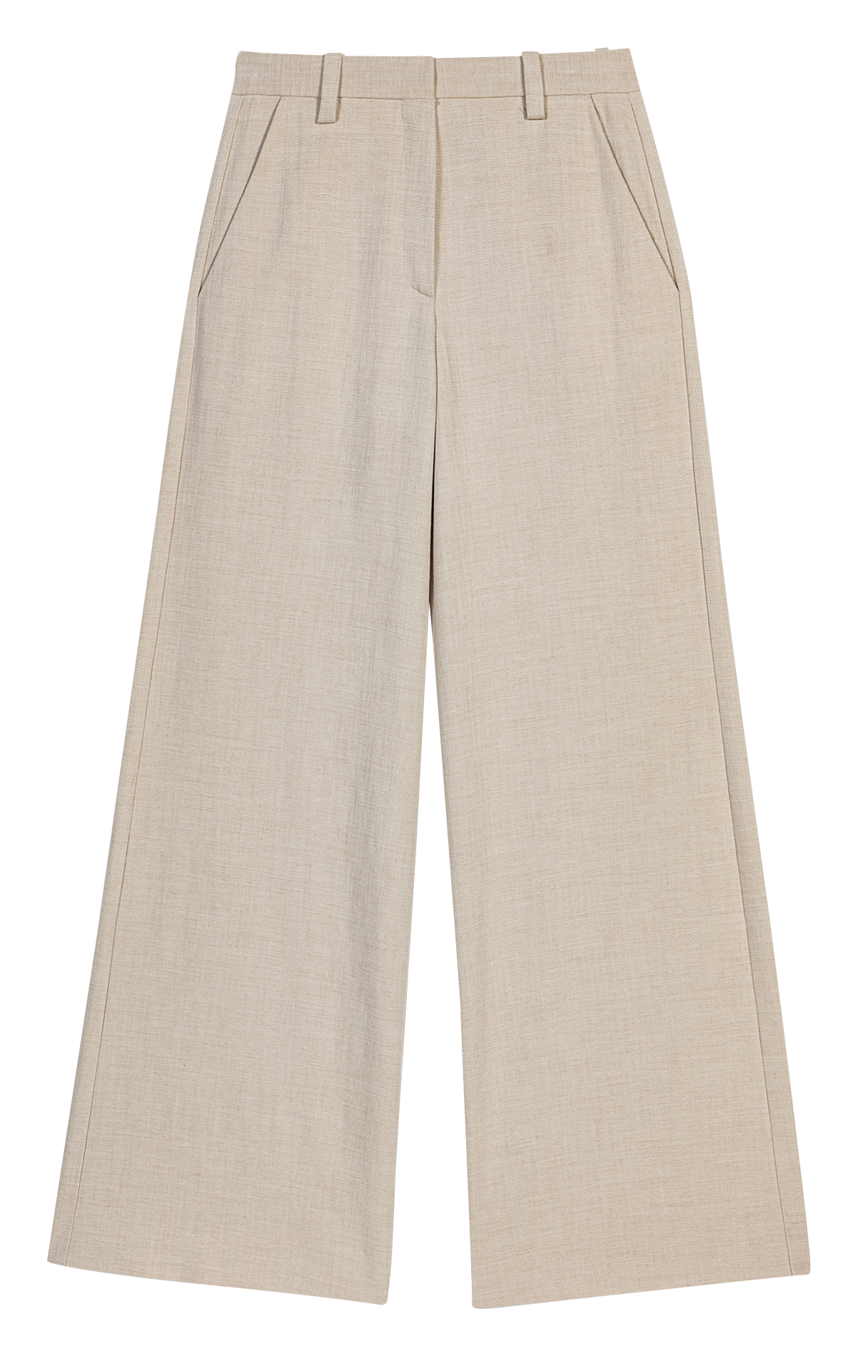 Pantalon large taille haute MAJE Beige