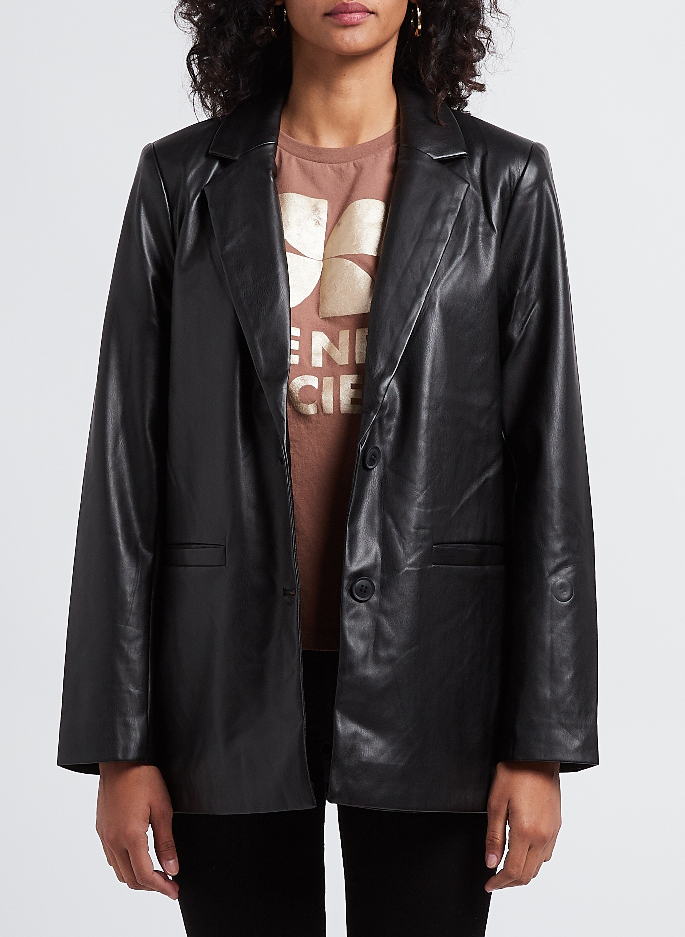 Blazer droit col tailleur  VILA Noir