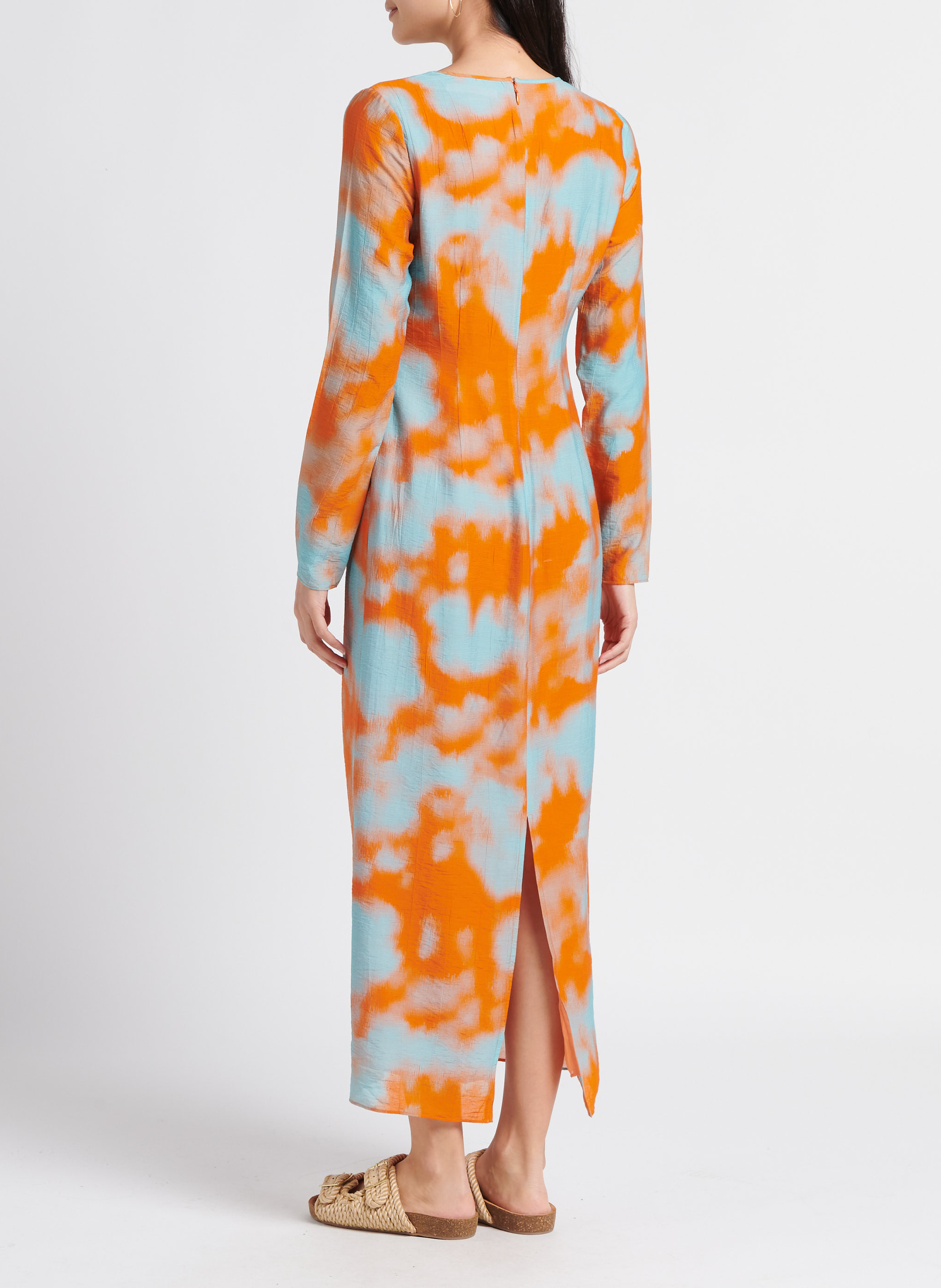 Bedrucktes Maxikleid mit Rundhalsausschnitt SAMSOE SAMSOE Orange