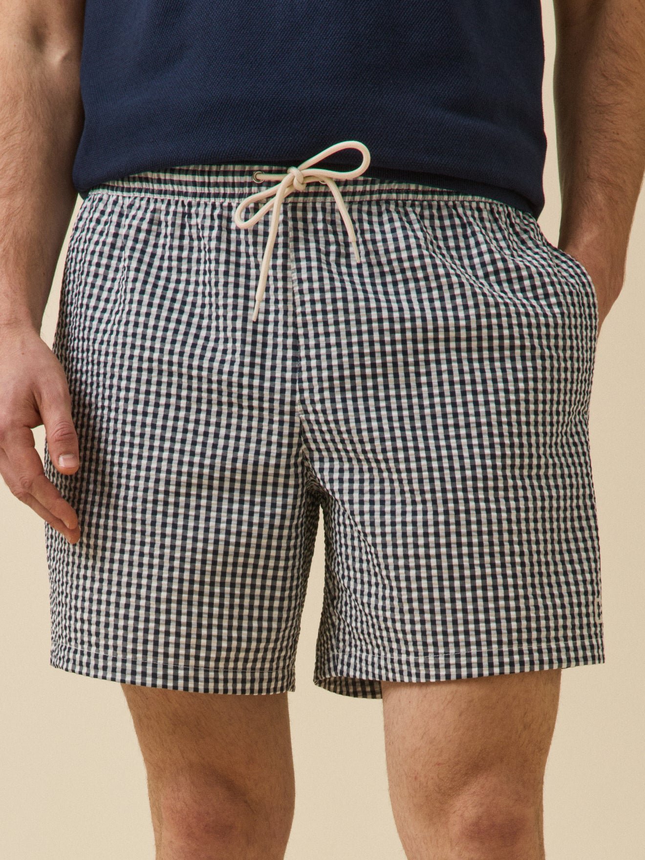 Seersucker gingham swim shorts CYRILLUS Blue
