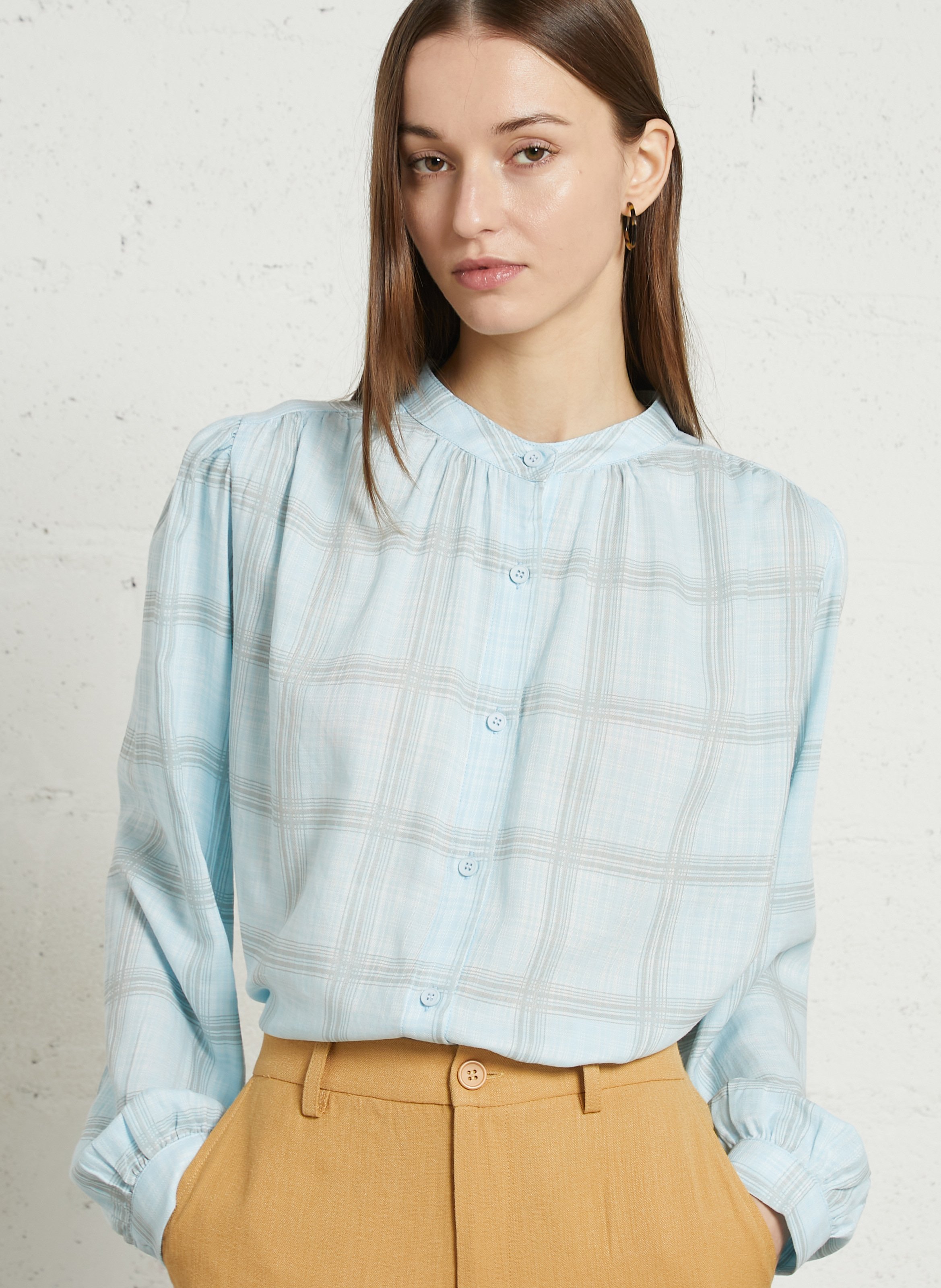 Blouse col rond à carreaux SEE U SOON Vert