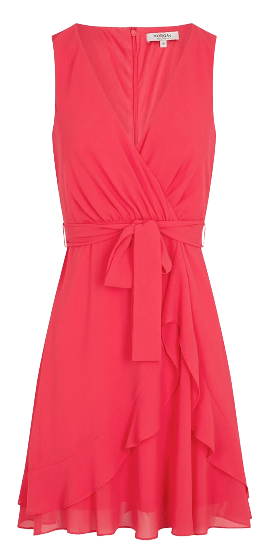 Short straight V-neck dress MORGAN Red