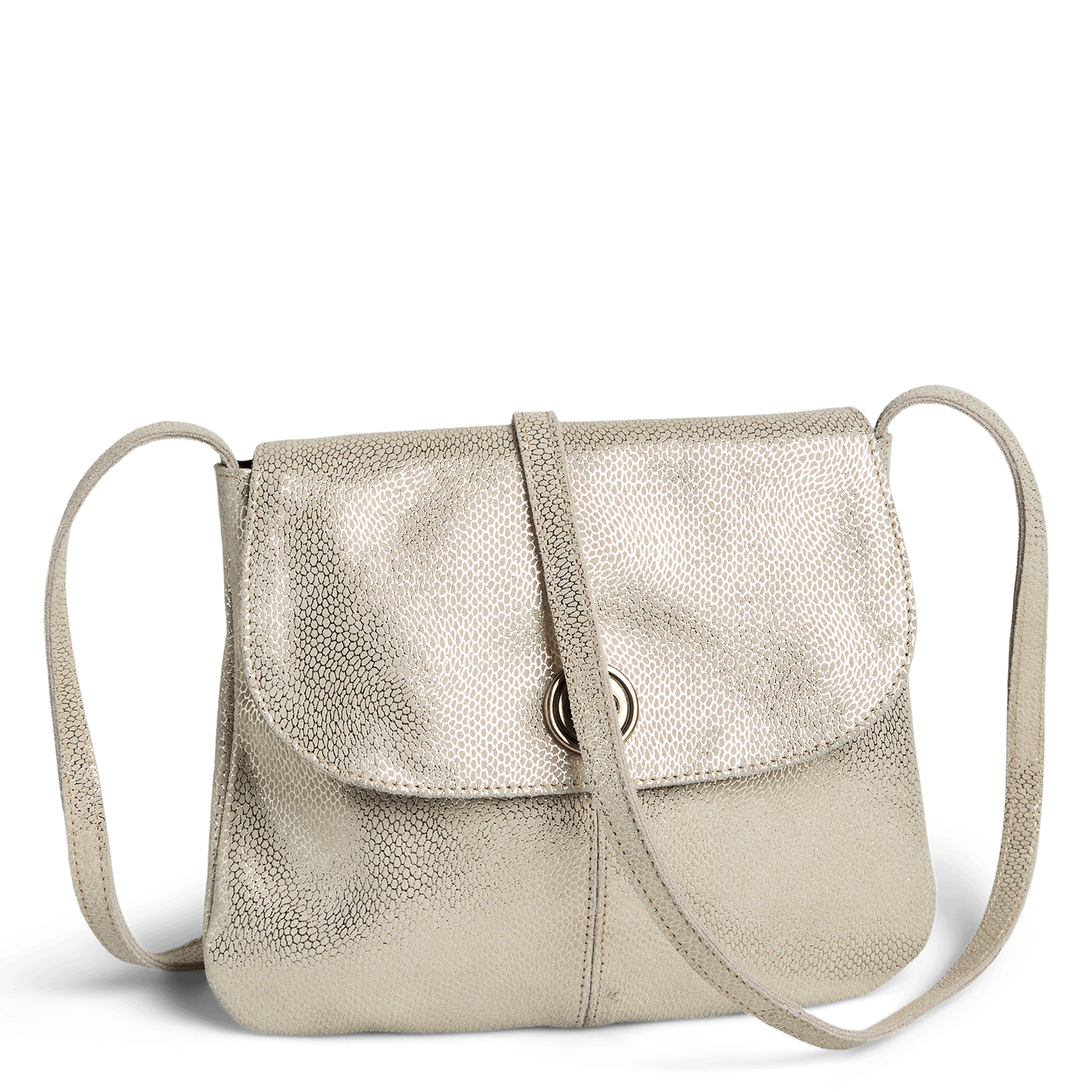 Glanzende, leren crossbodytas PIECES Beige