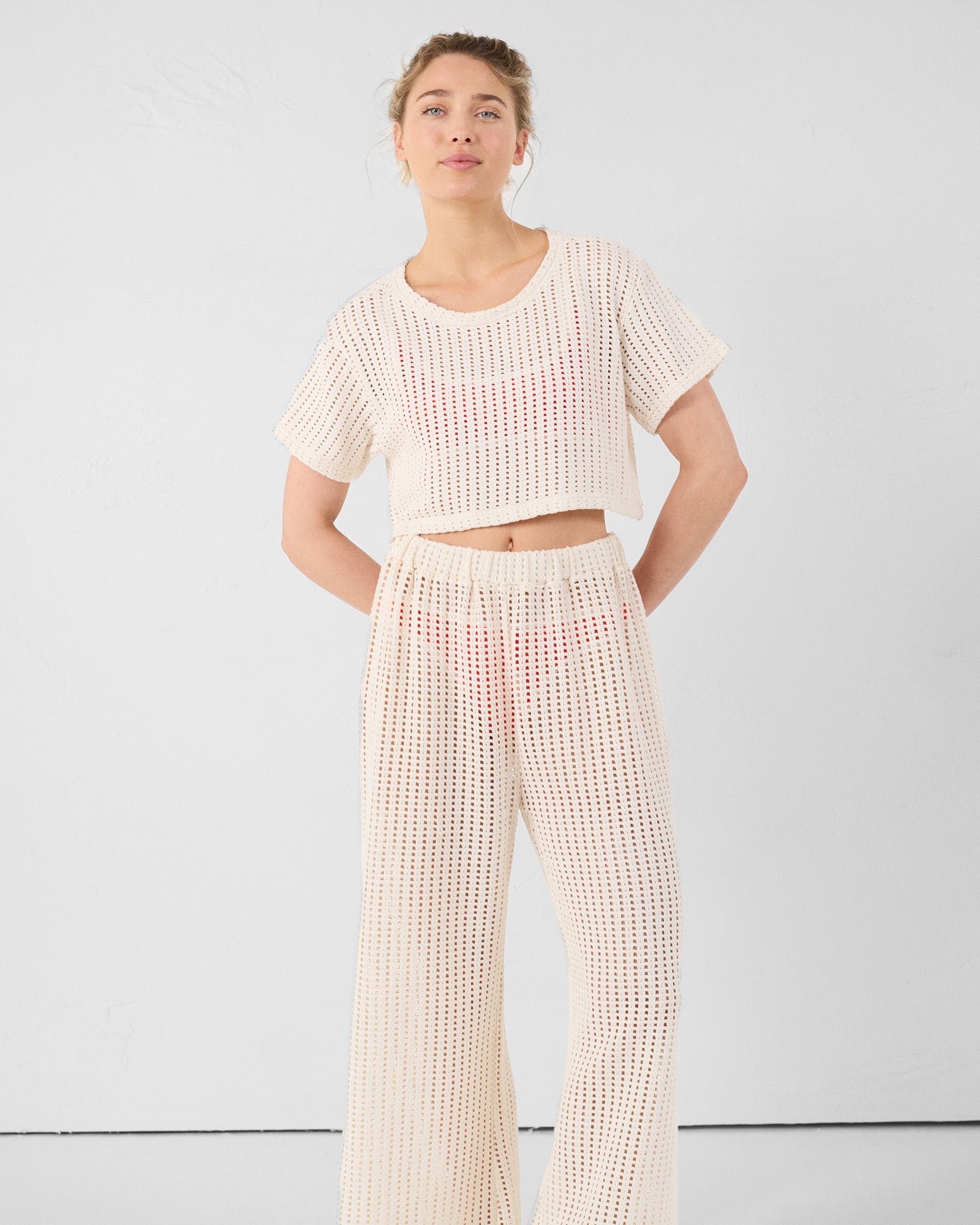 Round-neck cotton knit Giada T-shirt JOTT White