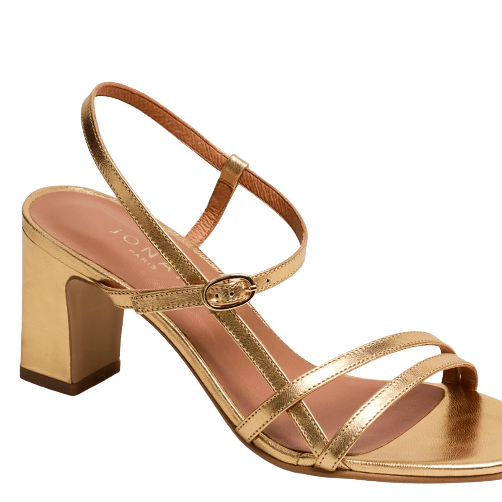 Hohe Metallic-Ledersandalen mit Absatz JONAK Golden
