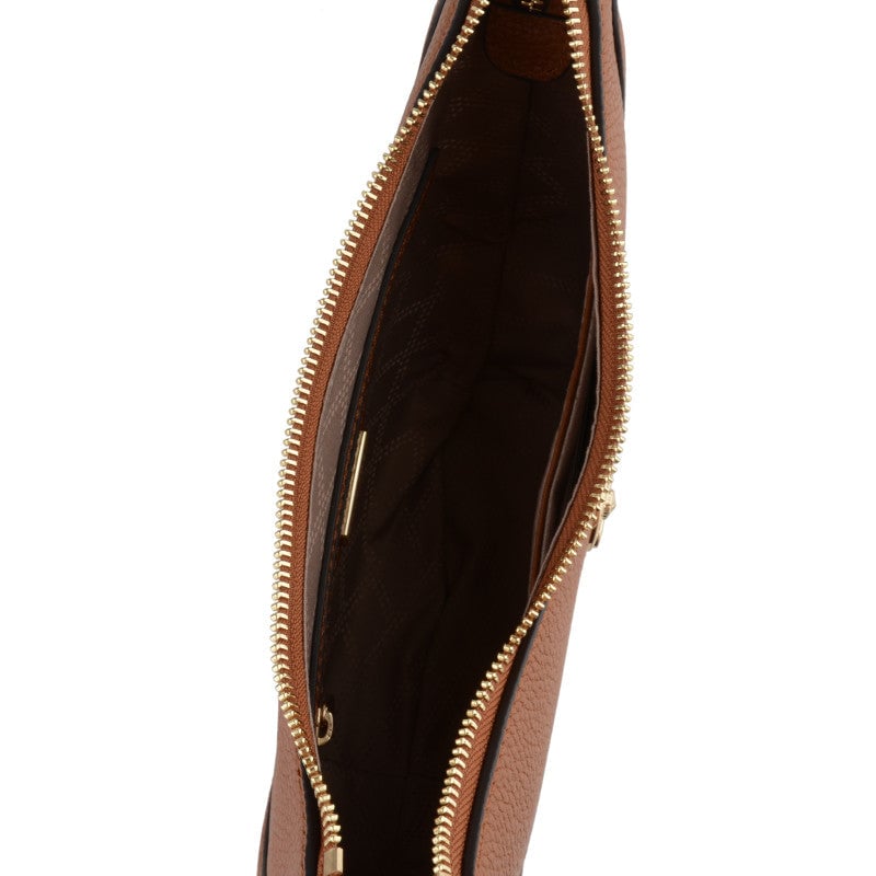 Calfskin leather shoulder bag Brown