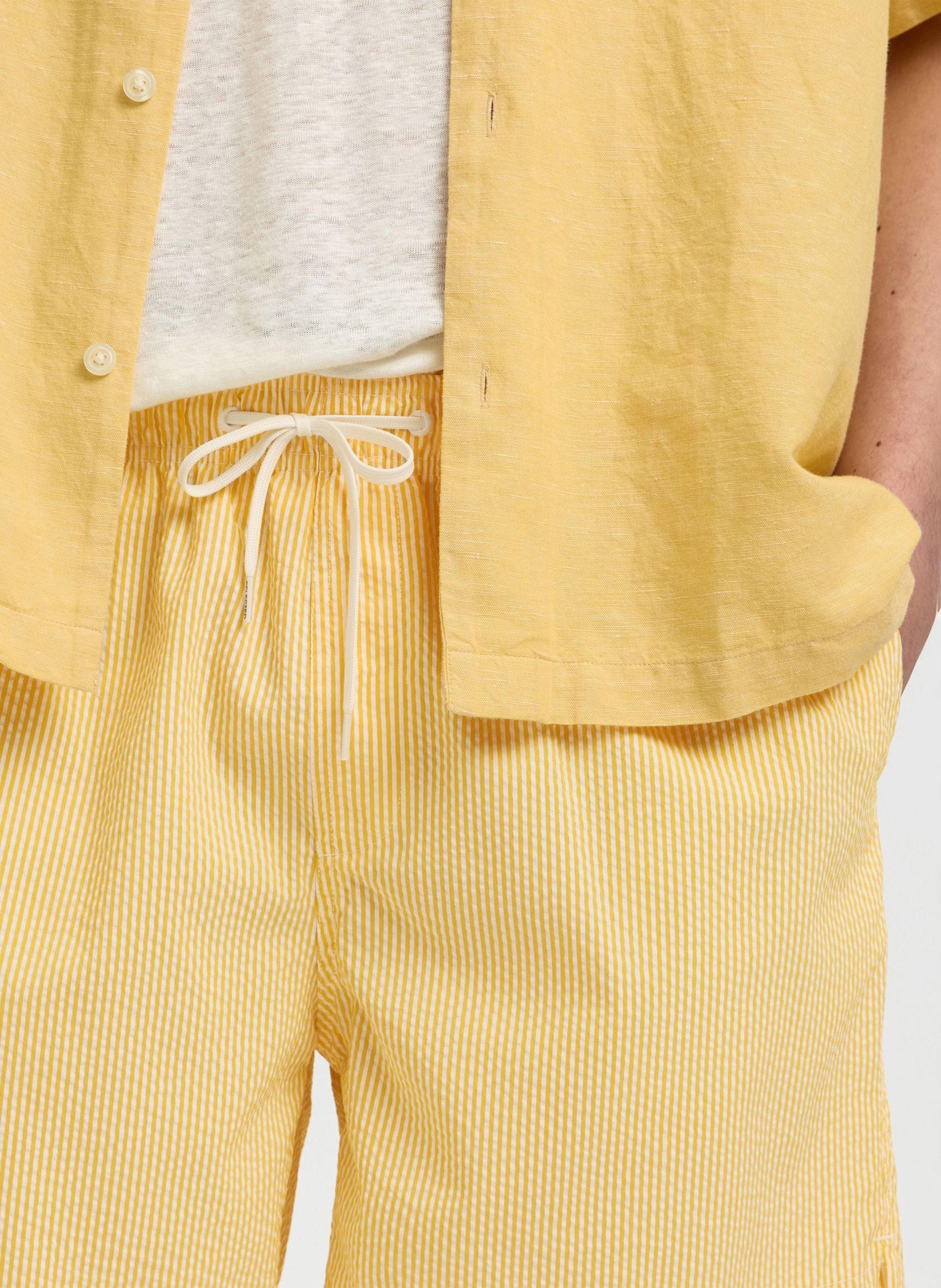 Badeshorts aus recyceltem Faser-Mix SELECTED Gelb