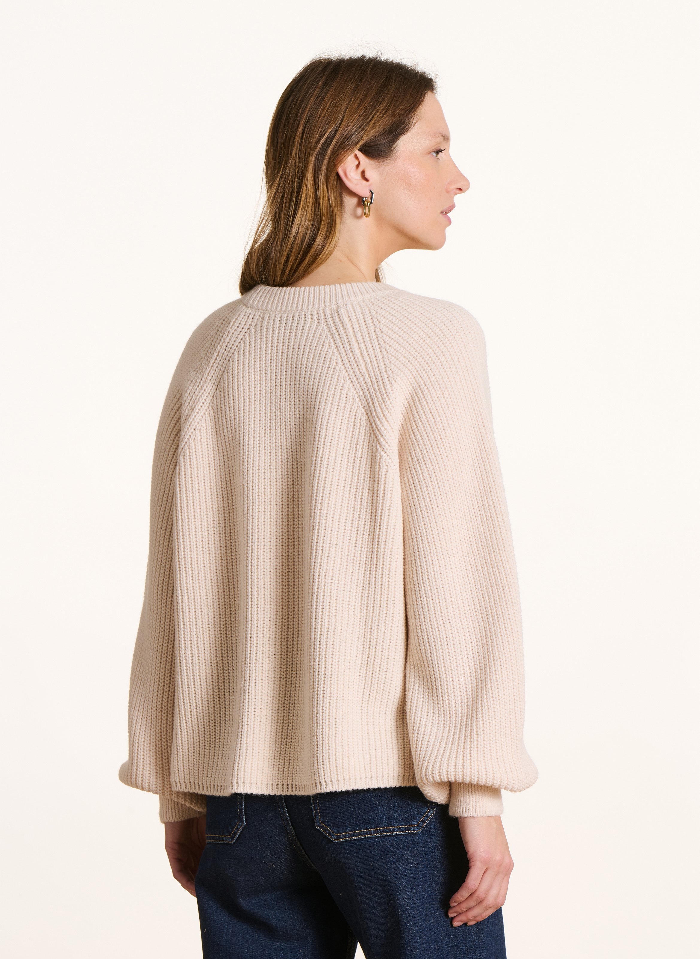 Kurzärmliger Pullover mit Rundhalsausschnitt LA FEE MARABOUTEE Weiss