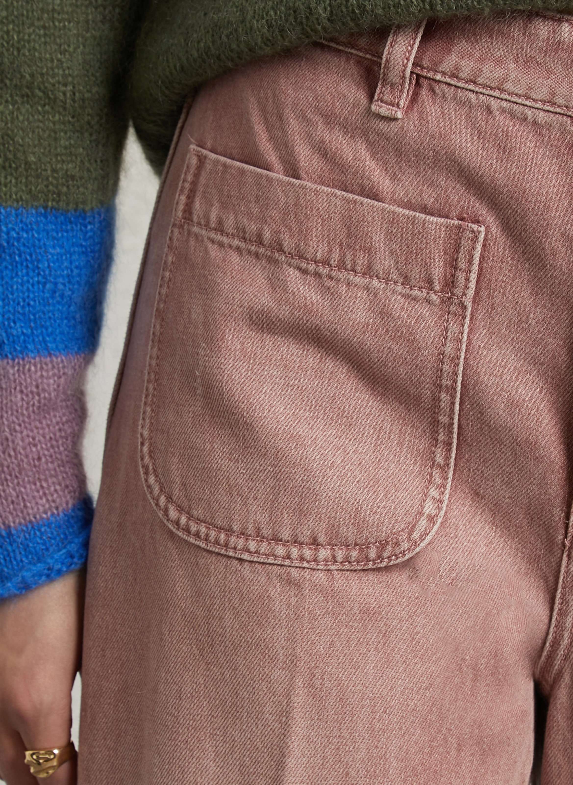 Jean droit en coton LAB DIP Rose