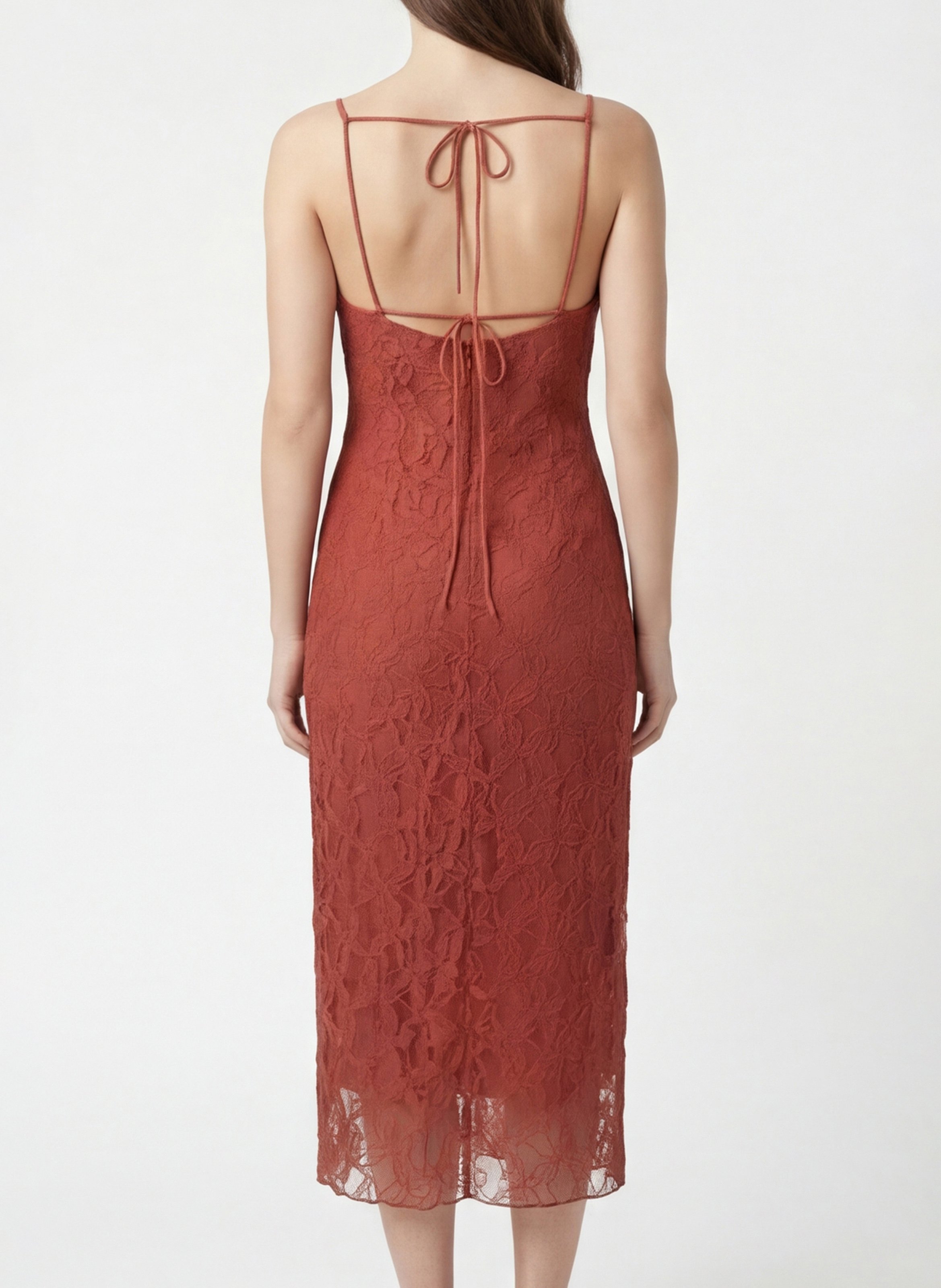 Fitted long dress with lace KOOKAI Orange