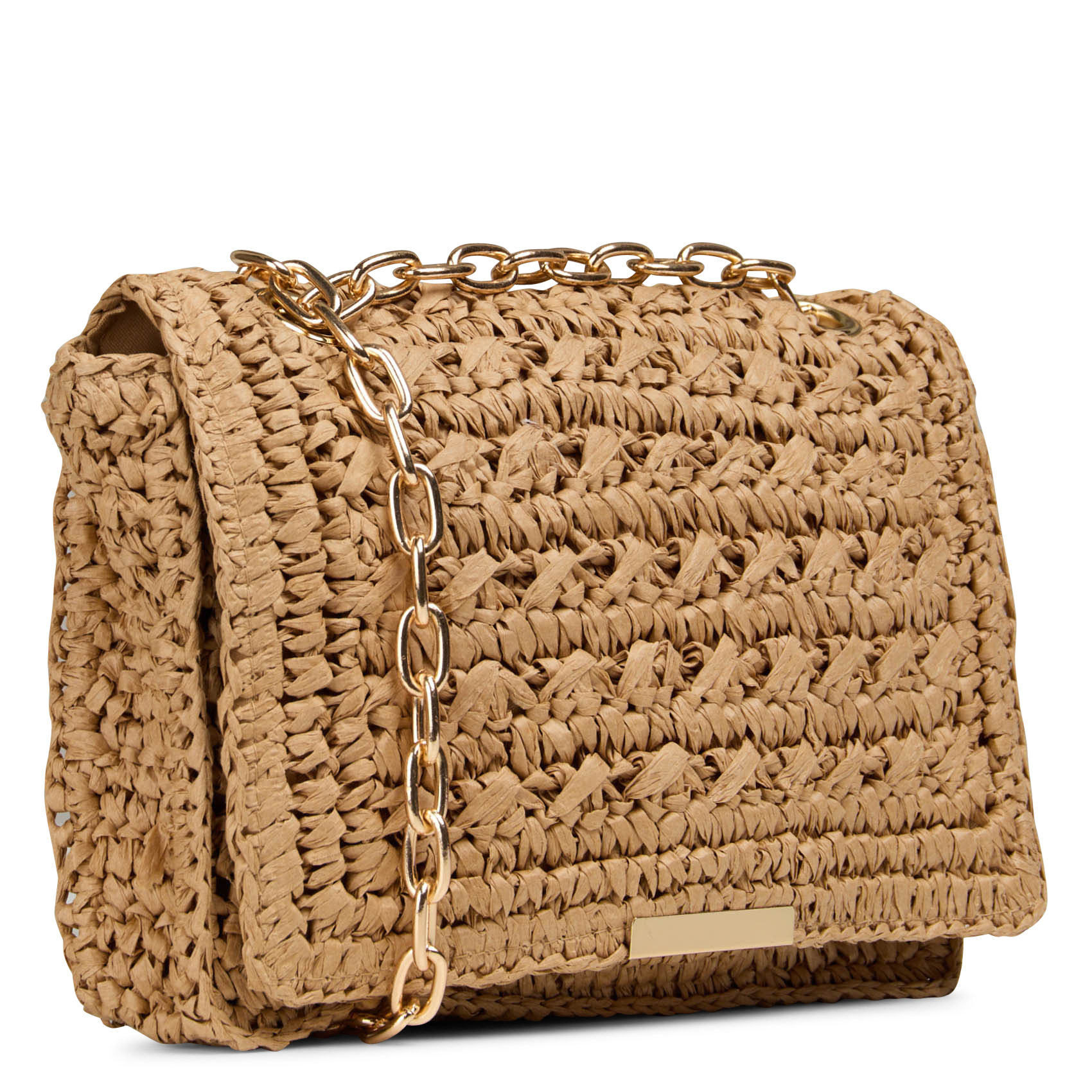 Sac bandoulière à rabat en paille LA FEE MARABOUTEE Beige