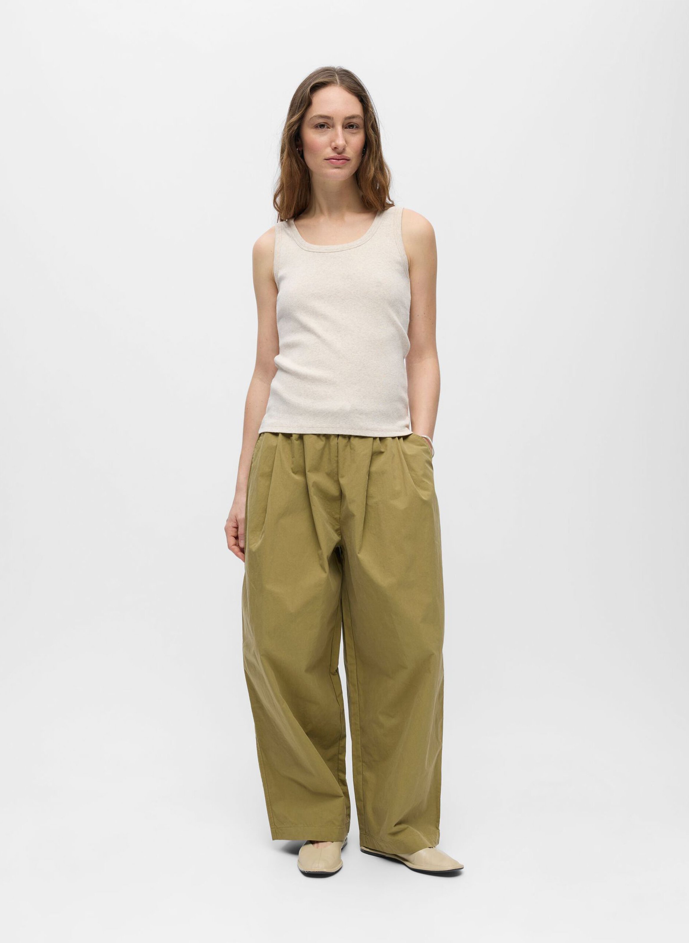 Débardeur droit col rond en coton bio mélangé OBJECT Marron