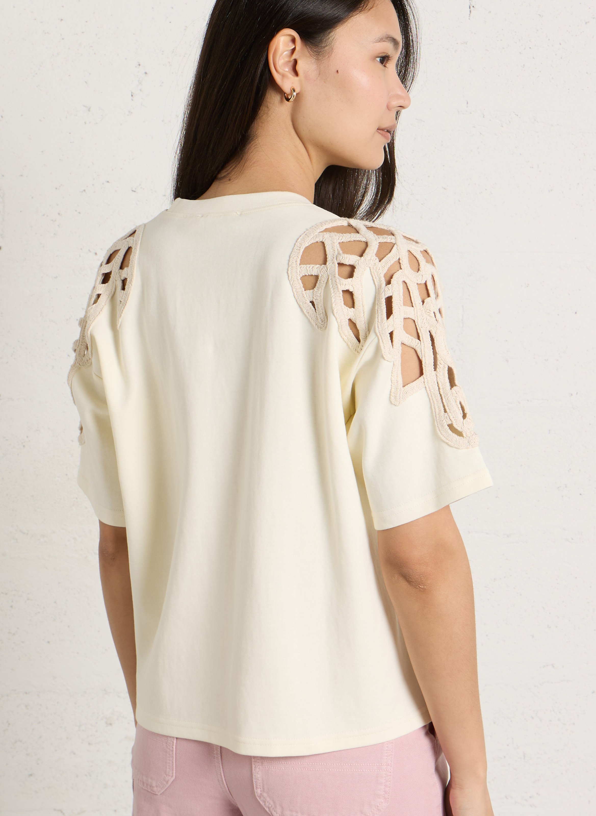 T-shirt ample col rond en coton mélangé LA PETITE ETOILE Blanc