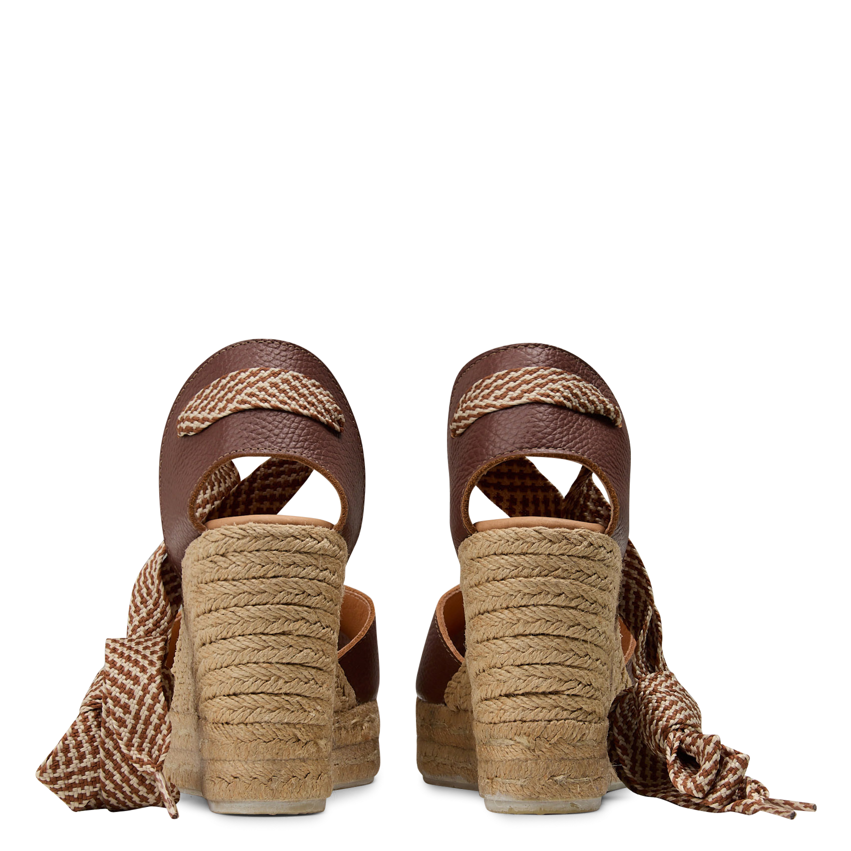 Espadrilles compensées en cuir MAISON 123 Marron