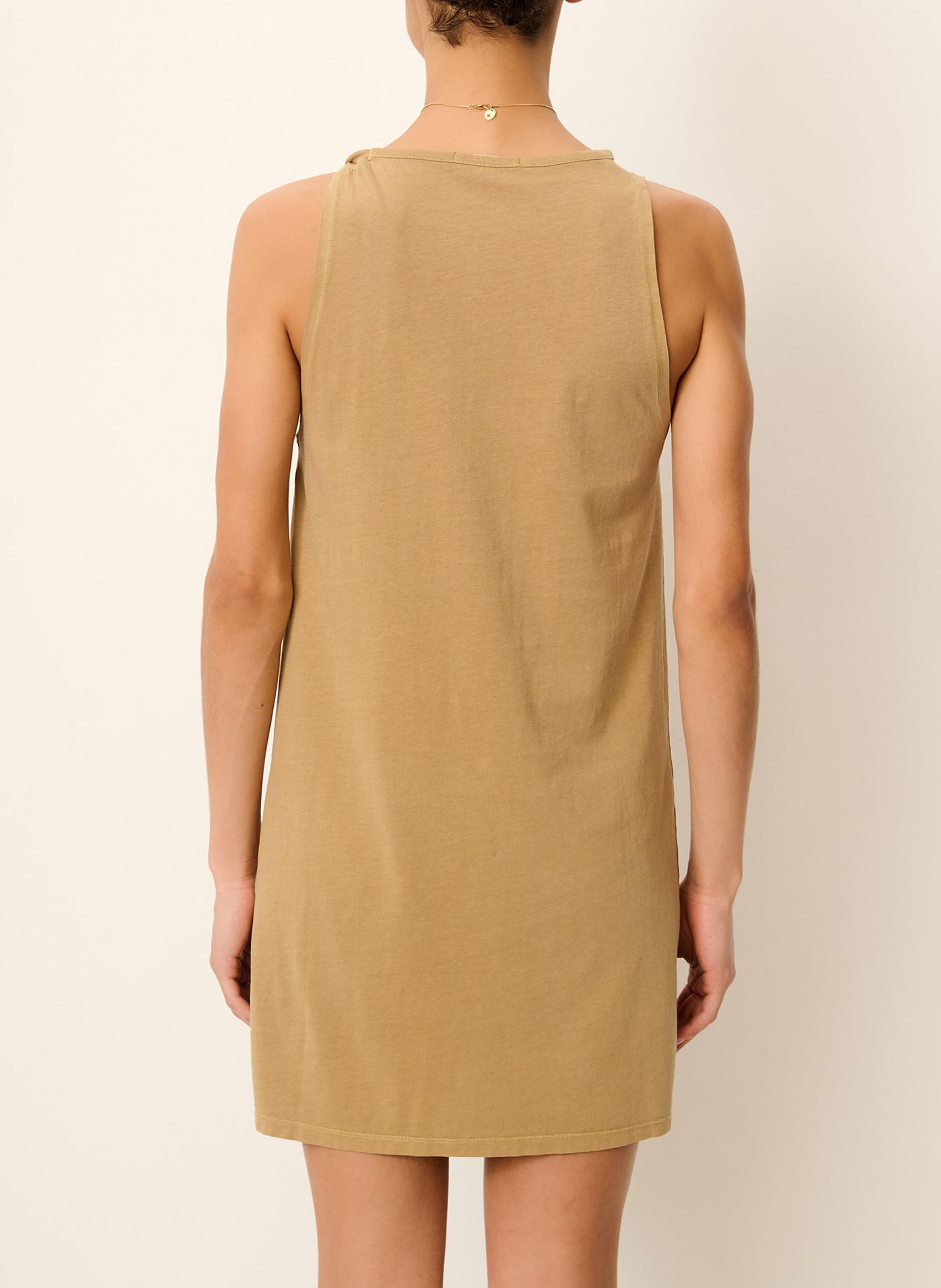 Kurzes Kleid mit einfarbig verdrehten Trägern SESSUN Khaki
