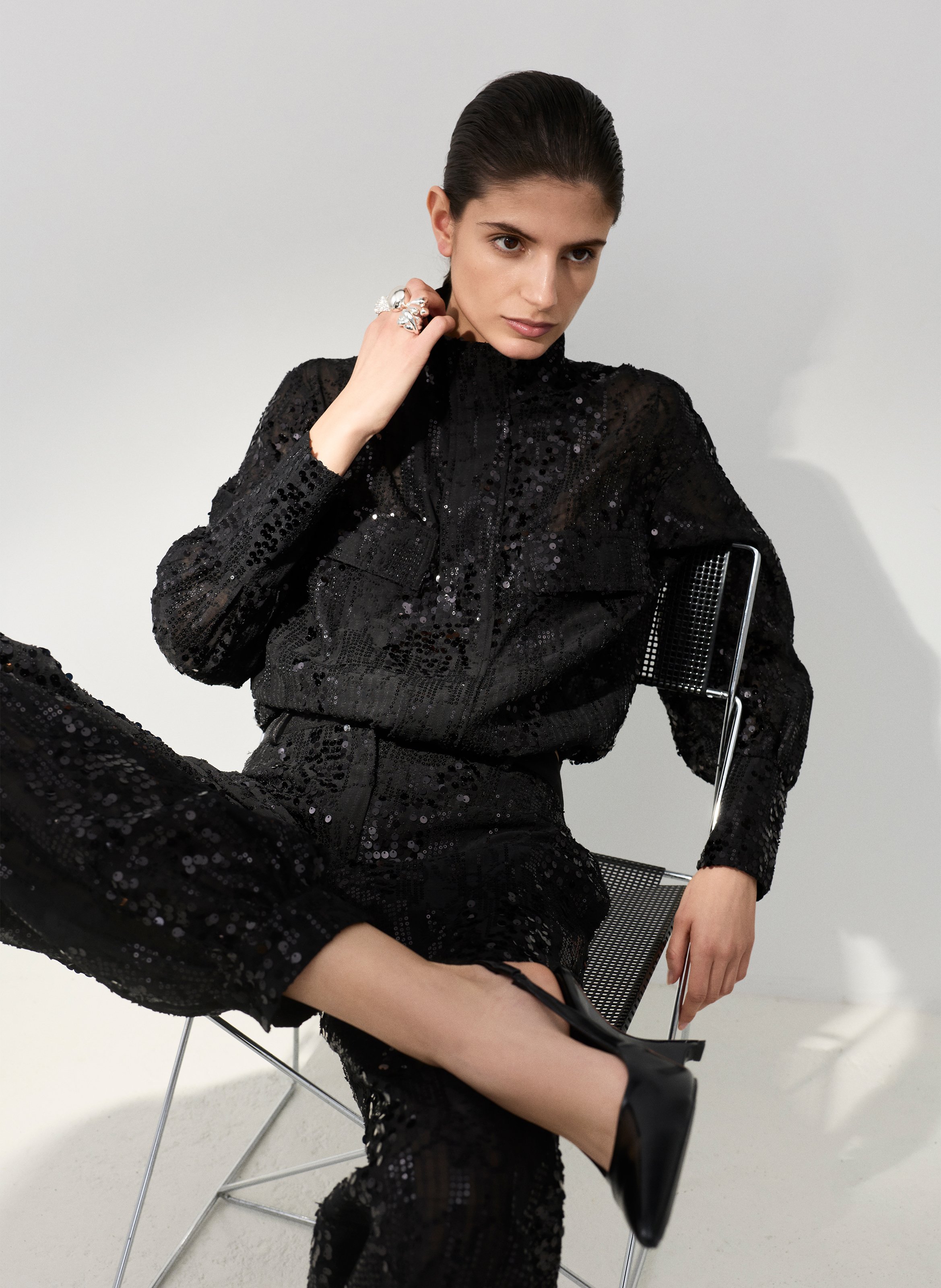 Embroidered balloon pants ROUGE EDIT Grey