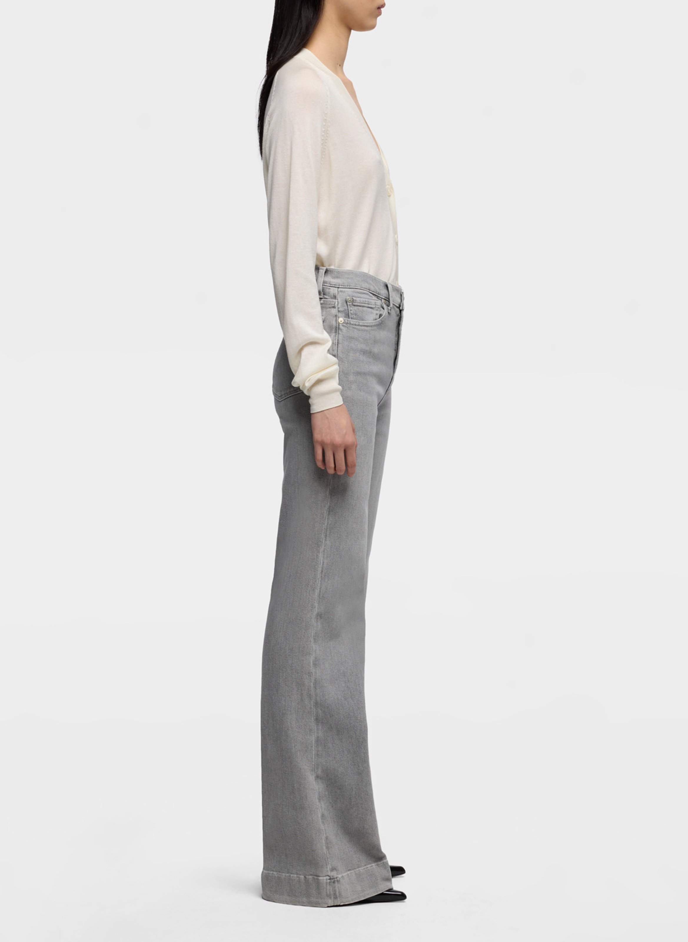 Kurze Steppjacke mit Fellkapuze 7 FOR ALL MANKIND Grau