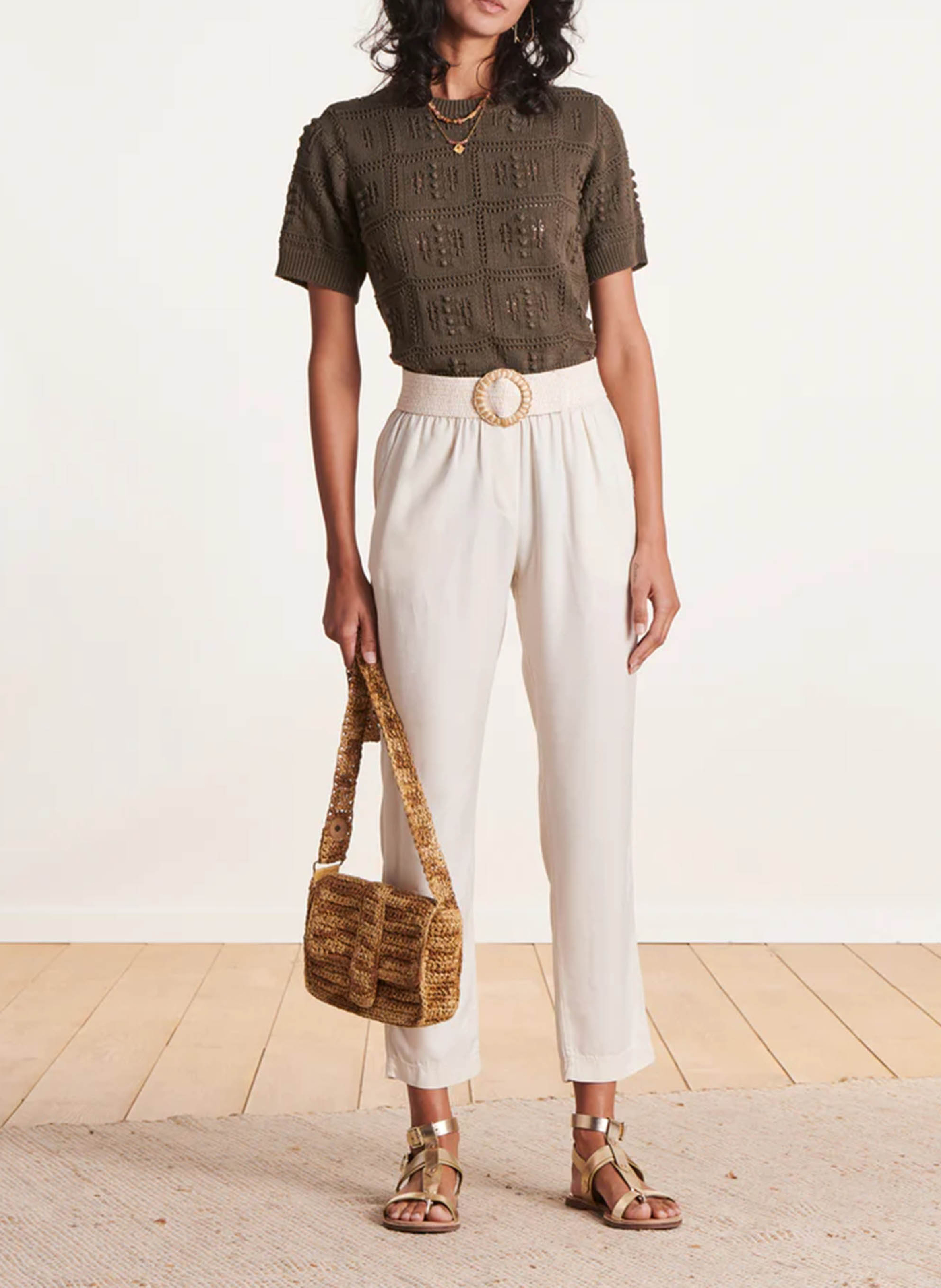 Pantalon droit 7/8ème LA FEE MARABOUTEE Blanc