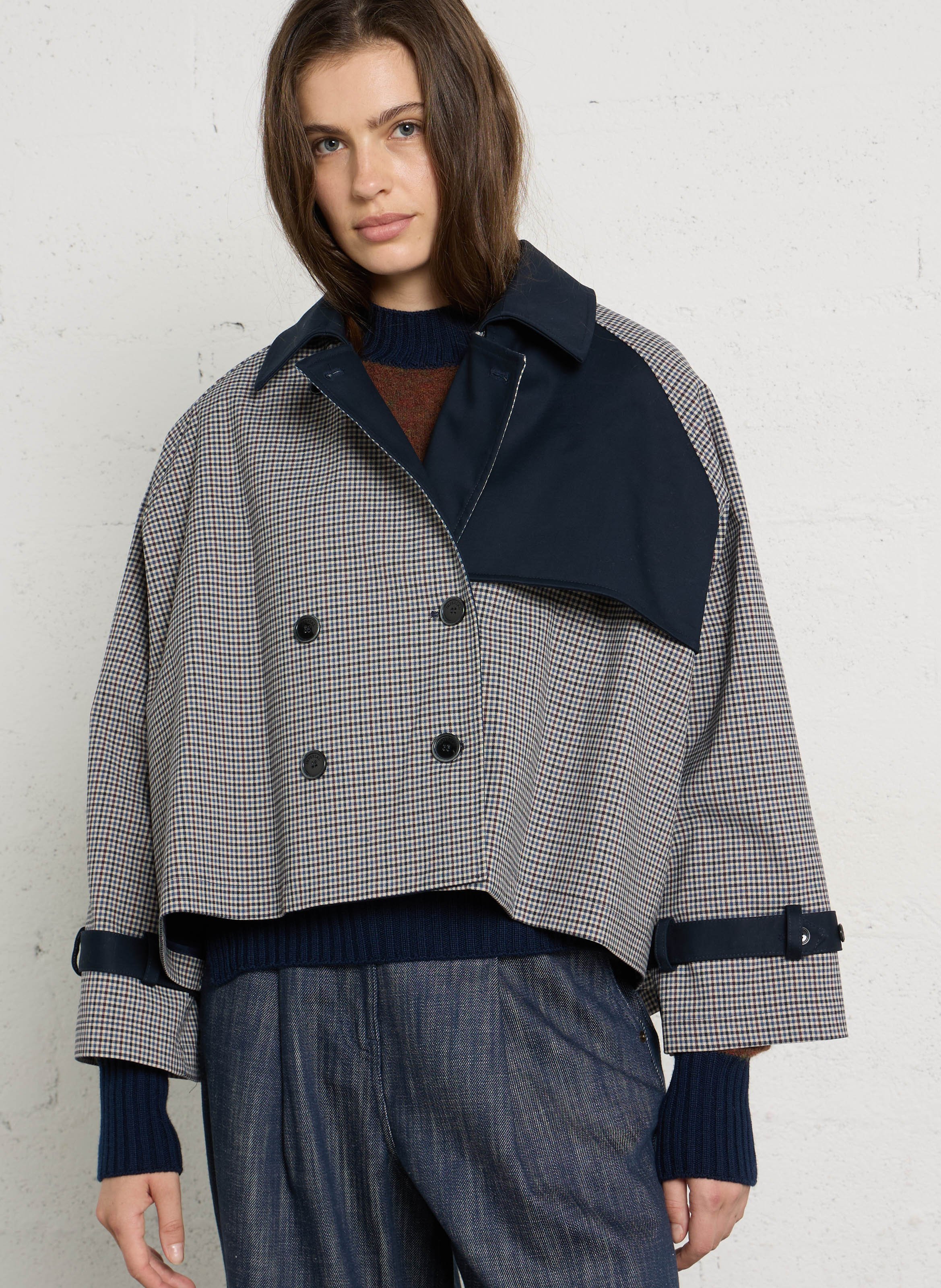 Short plaid trench coat IMPERIAL Beige