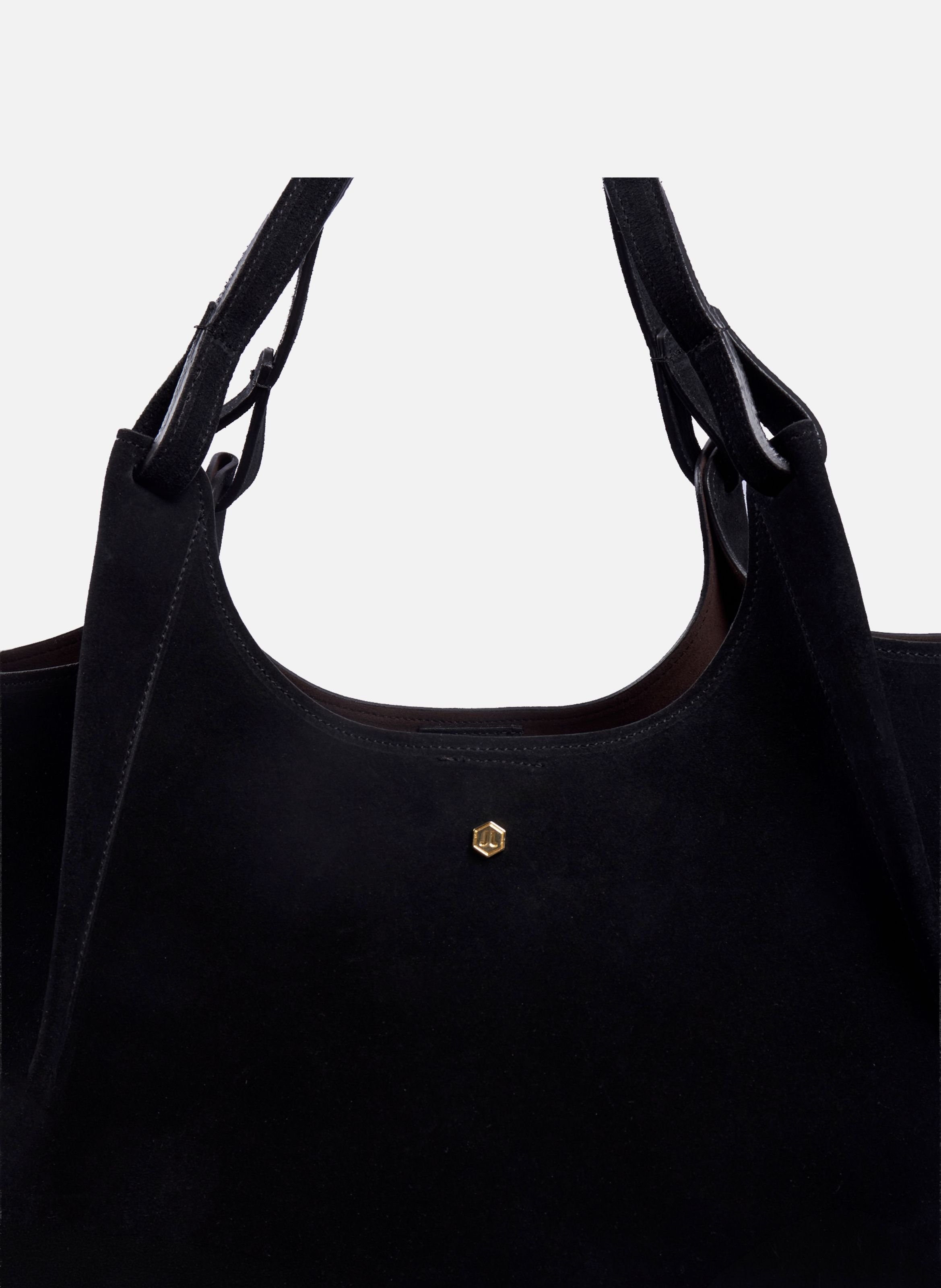 Sybil Tote Bag in Leather and Suede JULES & JENN Black