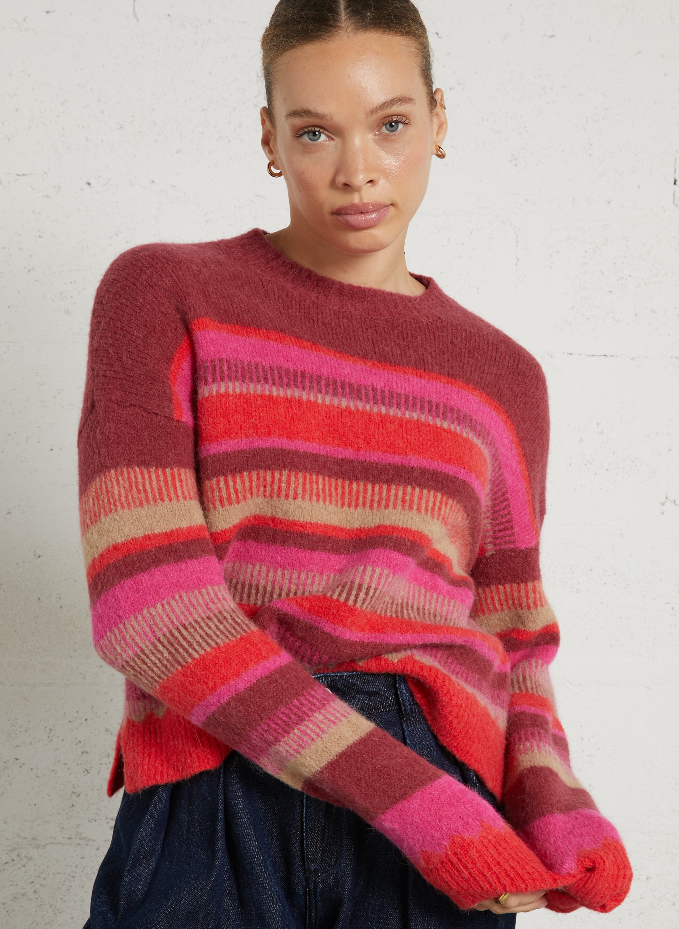 Loose-fit alpaca-blend round-neck sweater MAISON ANJE Plums