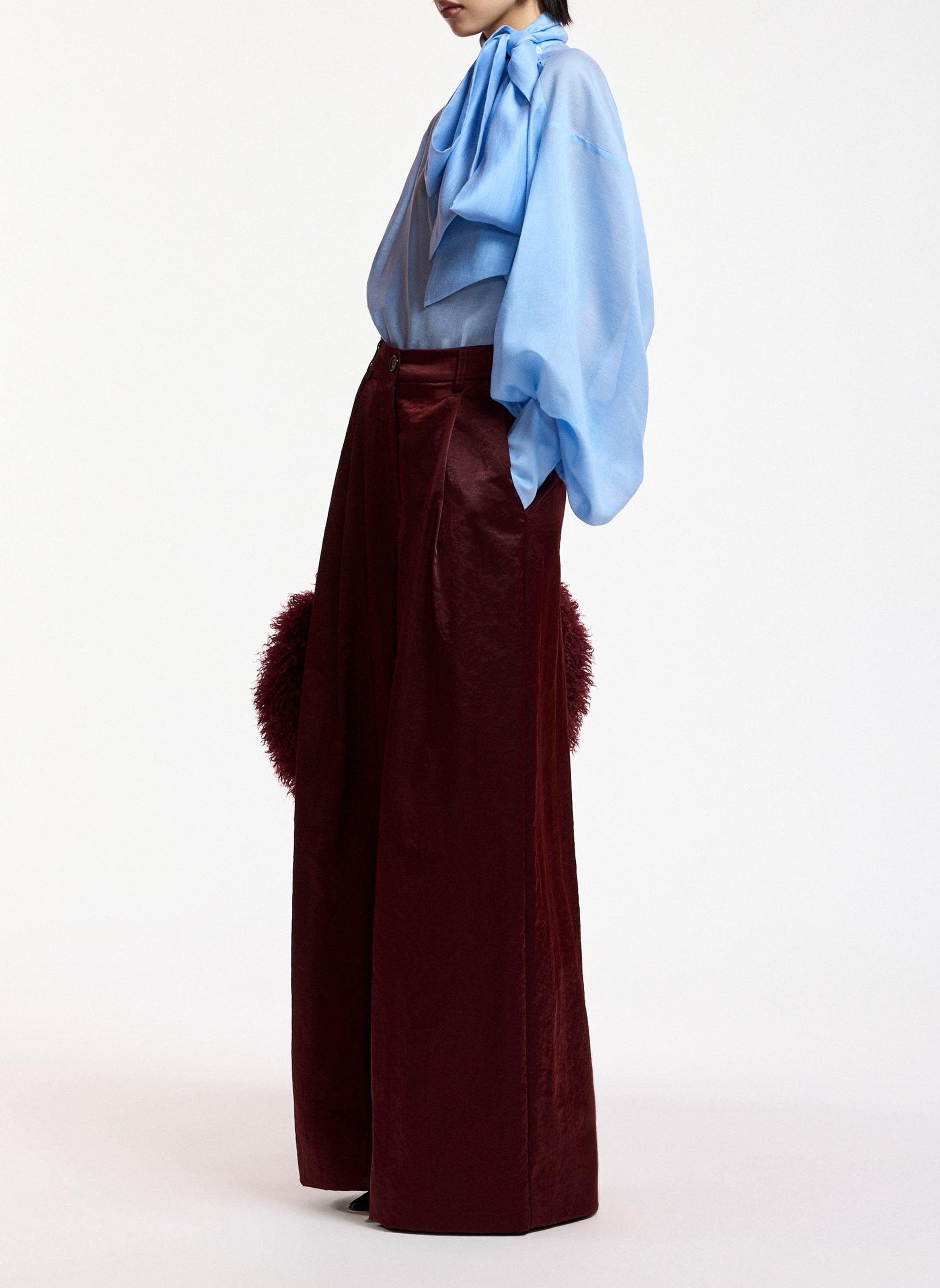 Bluse mit Schluppenkragen | Blau ESSENTIEL ANTWERP Damen