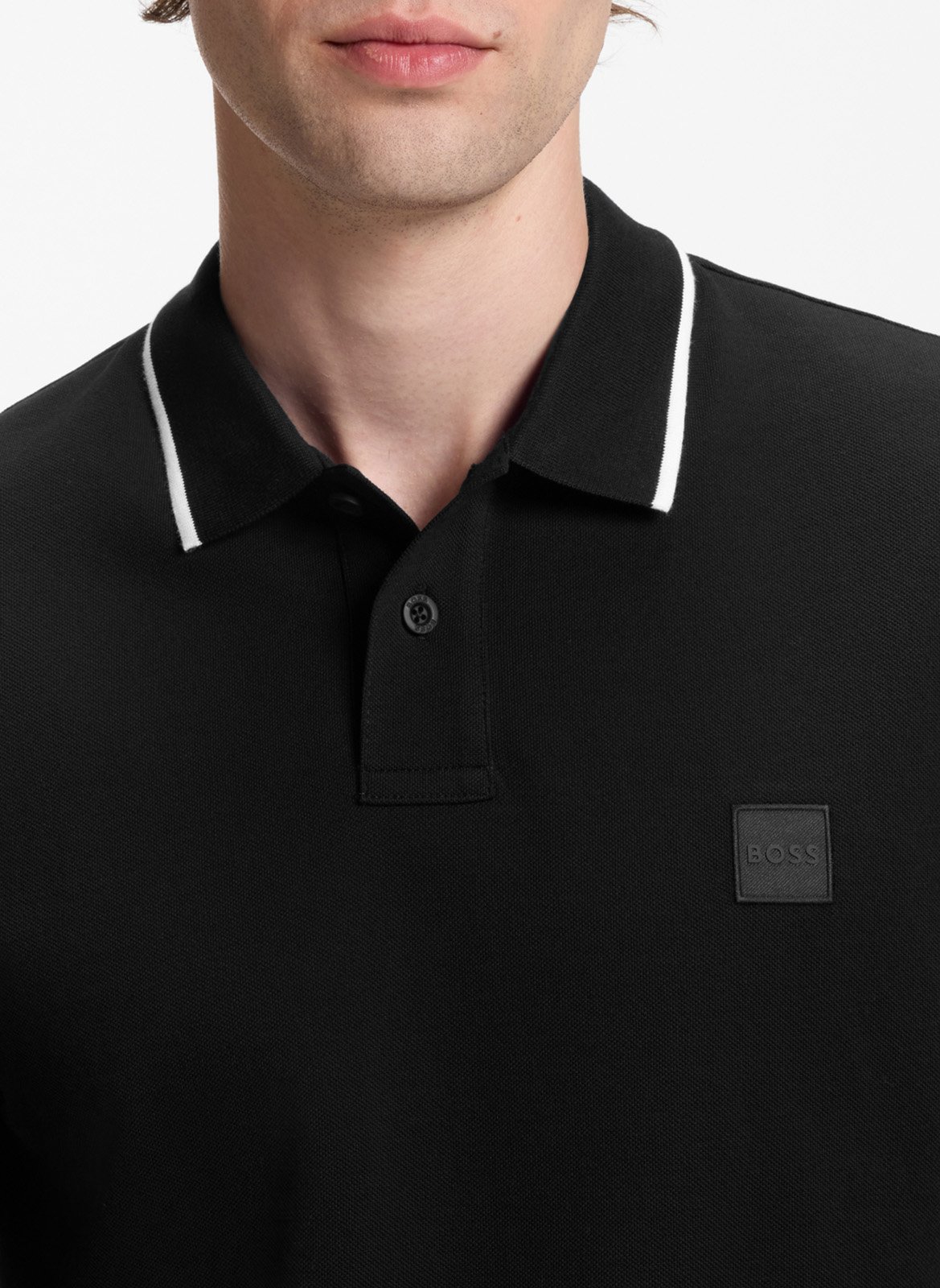 Straight cotton polo shirt BOSS Black