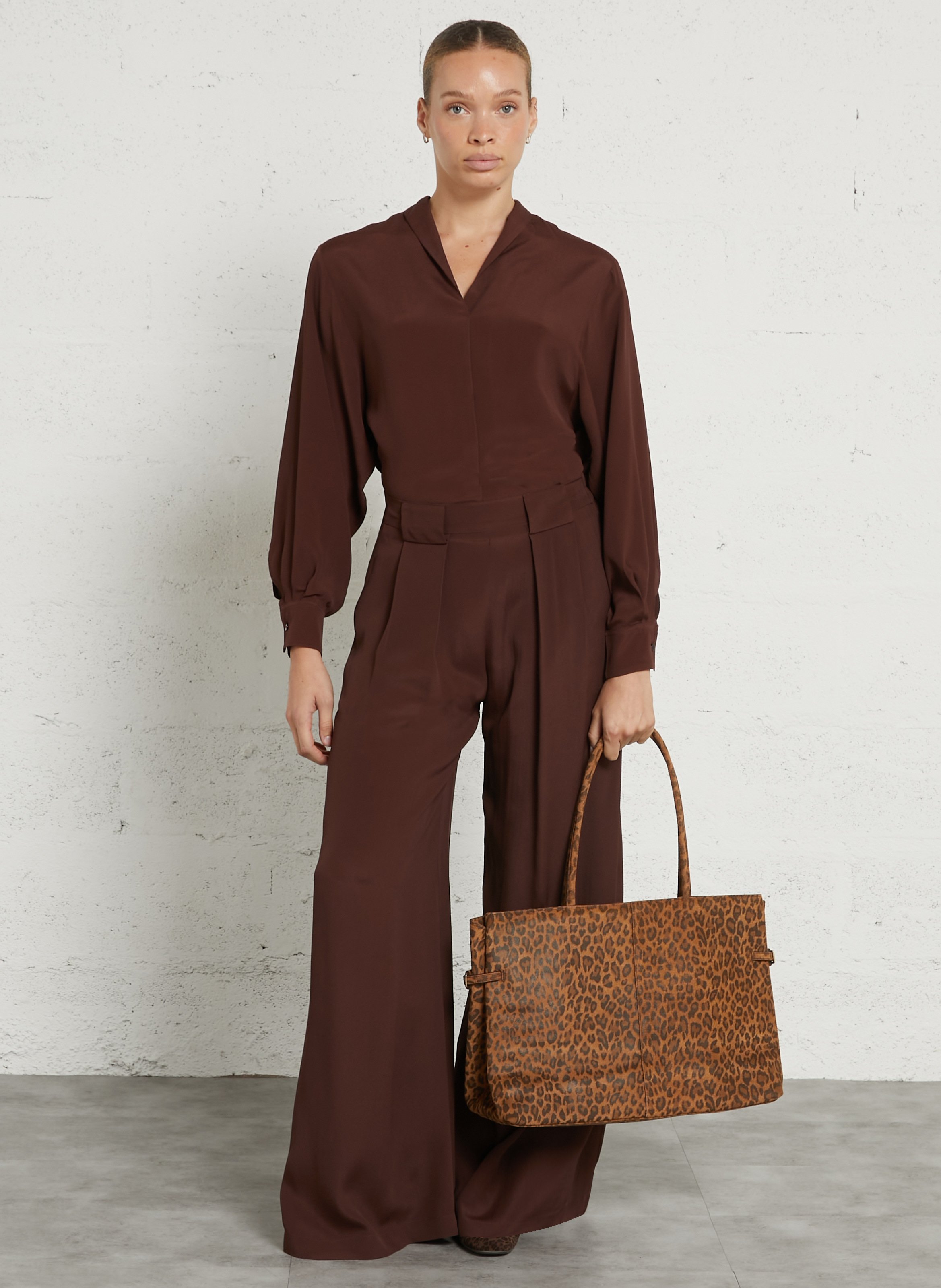 High-waisted wide-leg pants MOMONI Brown