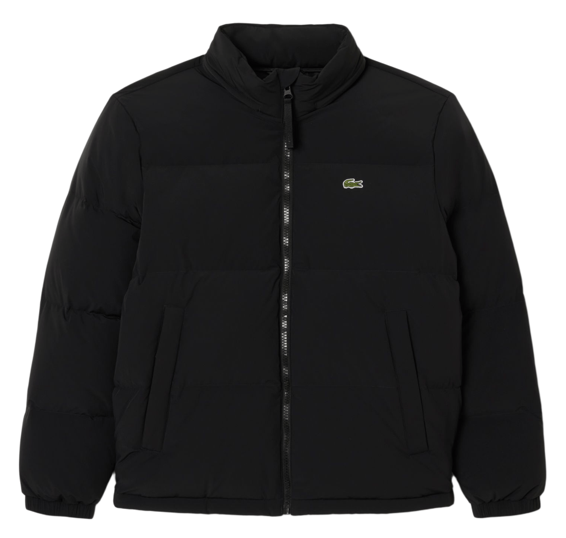 Straight quilted jacket with high collar and water-repellent hood LACOSTE Black