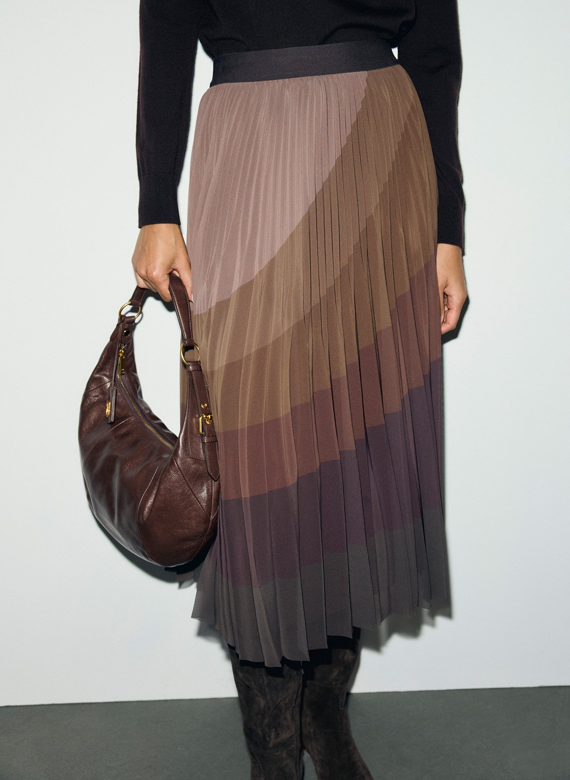 Pleated Sun Midi Skirt GERARD DAREL Brown