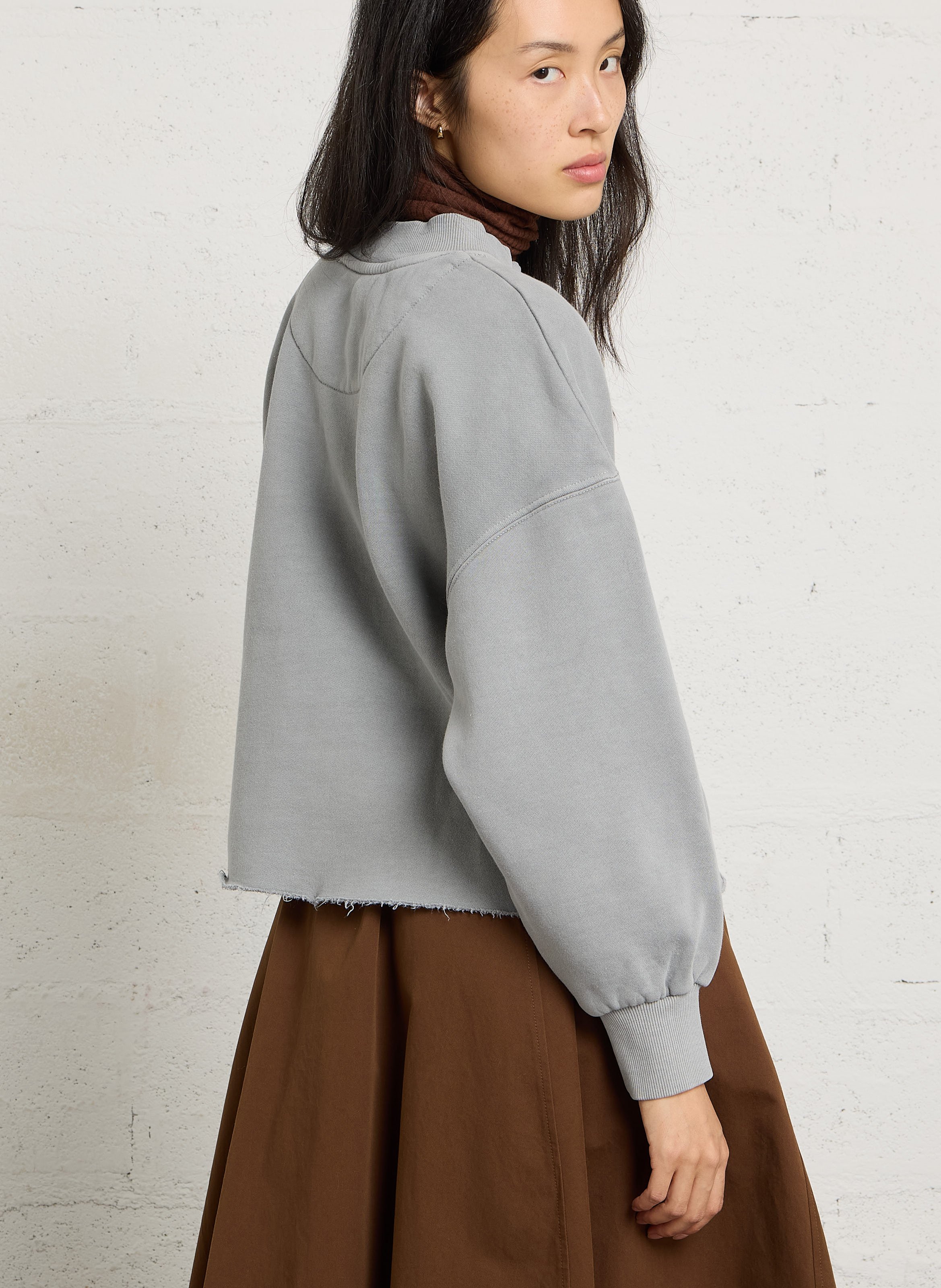 Sweat ample col rond imprimé en coton NEWTONE Gris