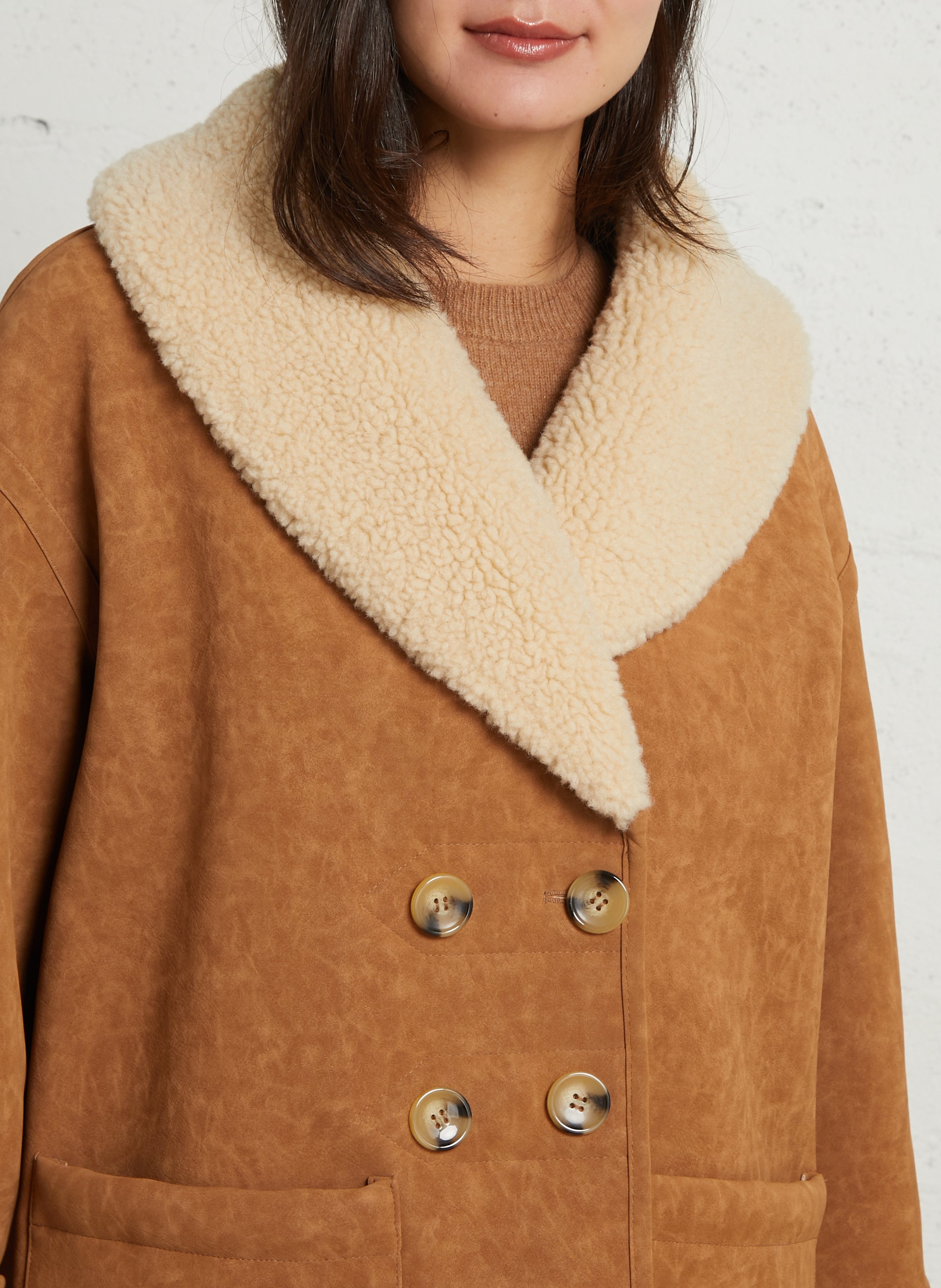 Oversized jasje met sjaalkraag LEON & HARPER Bruin