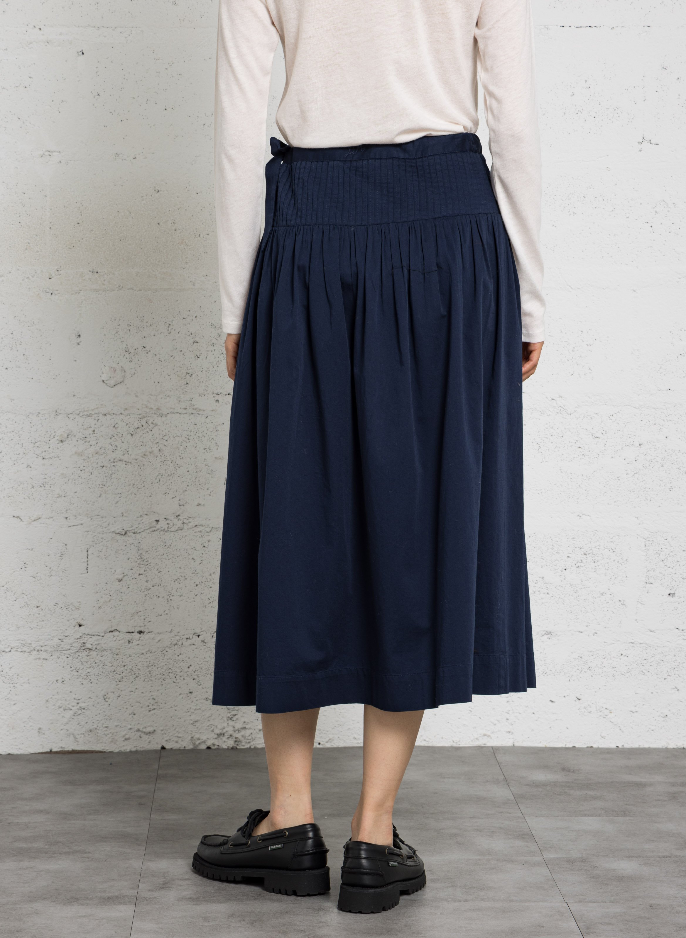 Jupe midi évasée en coton bio DAMSON MADDER Bleu