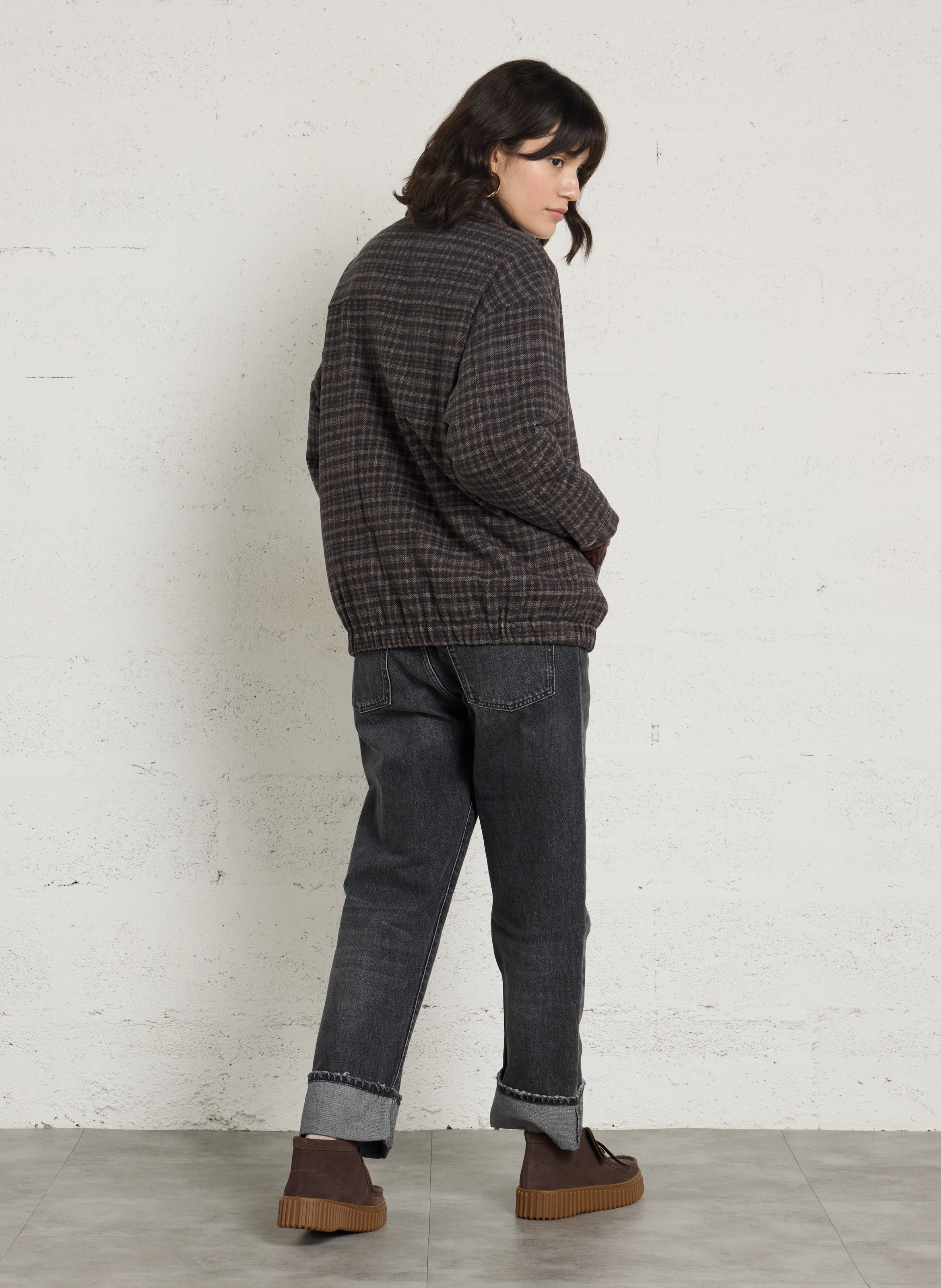 Veste ample col classique à carreaux BILLABONG Noir