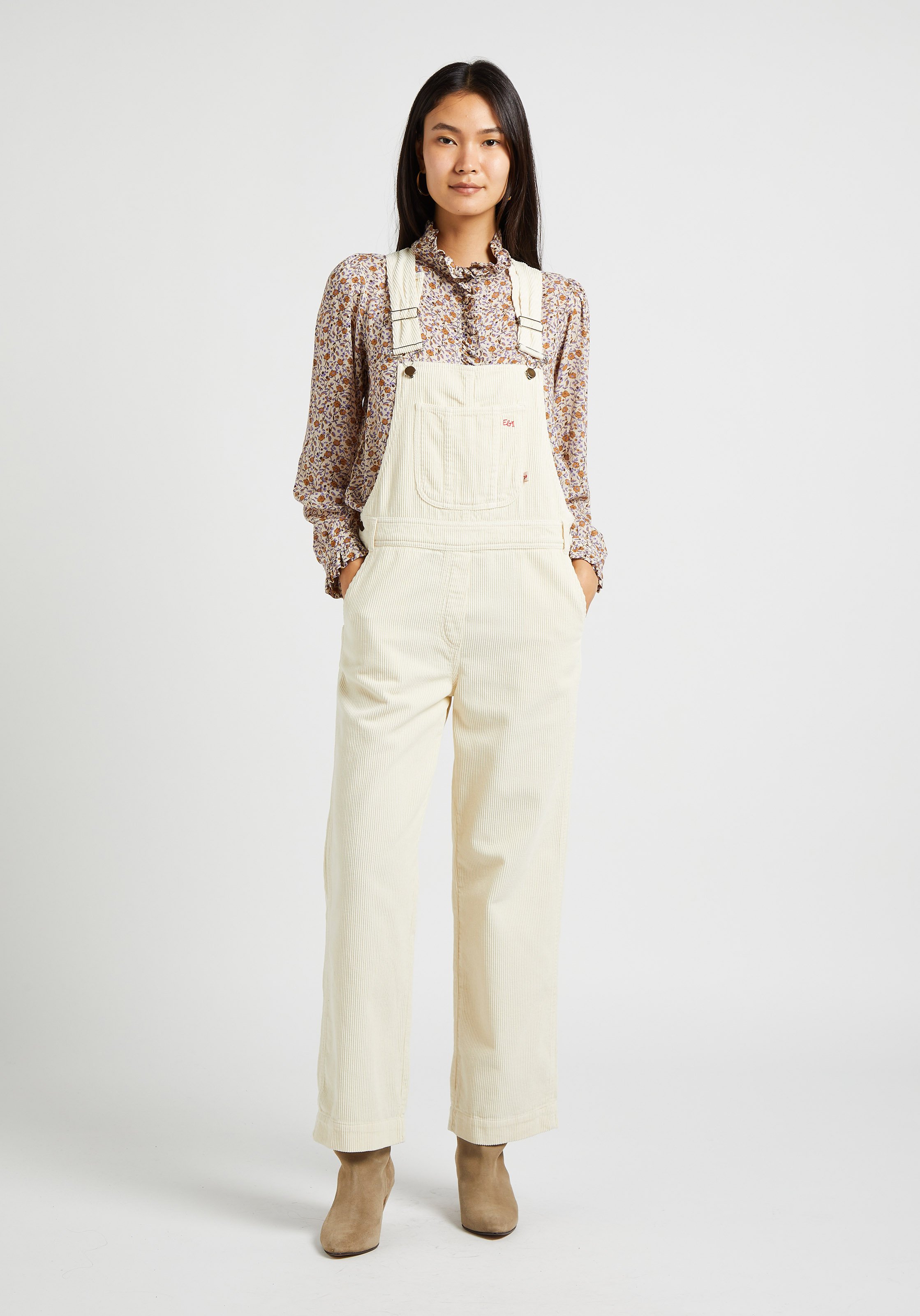 Gerade Latzhose in gerippter Optik EMILE ET IDA Beige